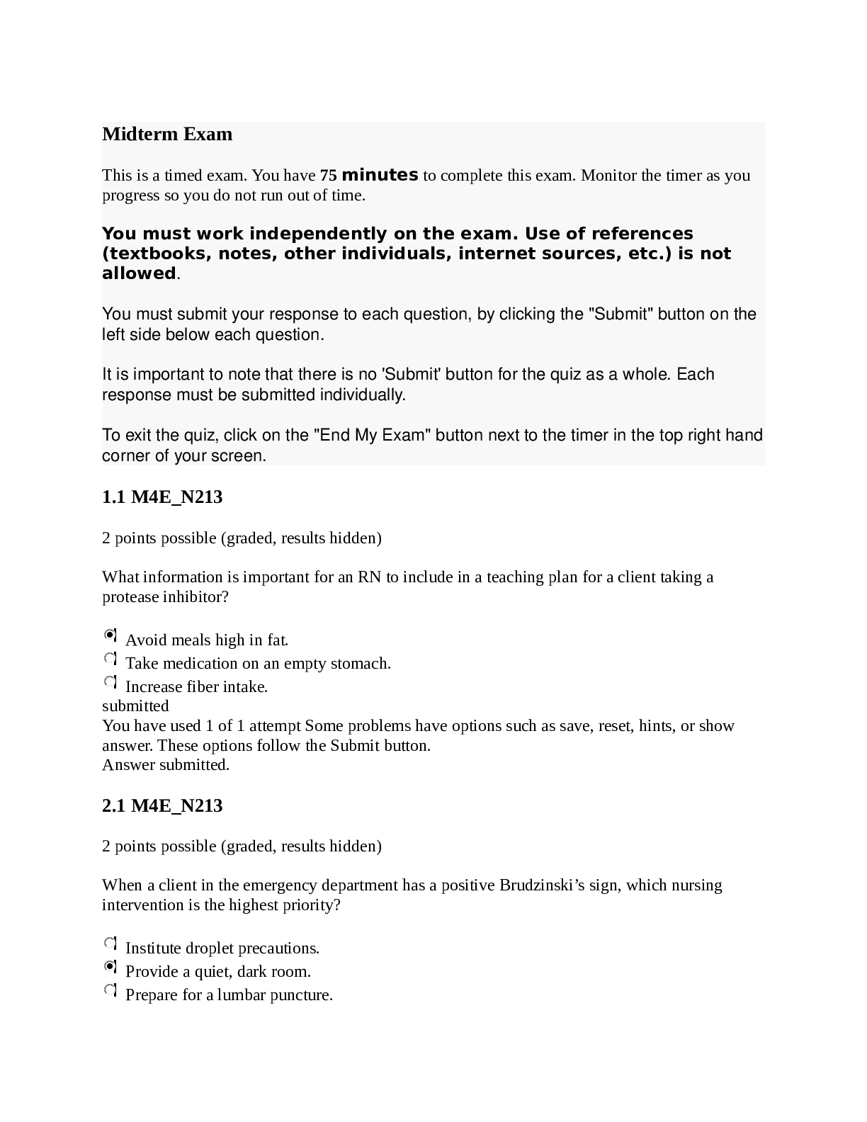 Preview of NURSING 213 MIDTERM EXAM. QUESTIONS AND ANSWERS. LATEST 2022