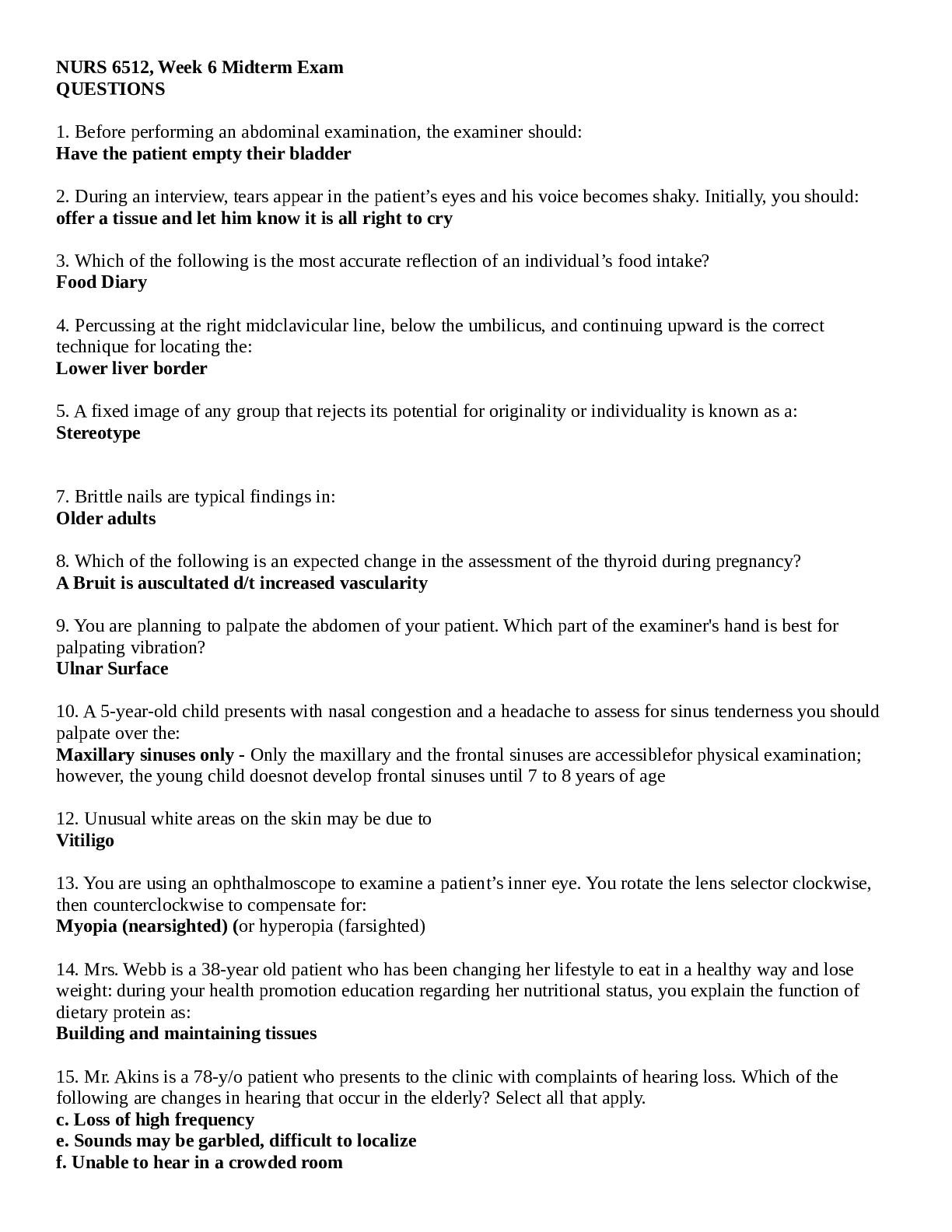 Preview image of NURS6512 Midterm Exam/Latest 2022/ Q&A /Graded A document