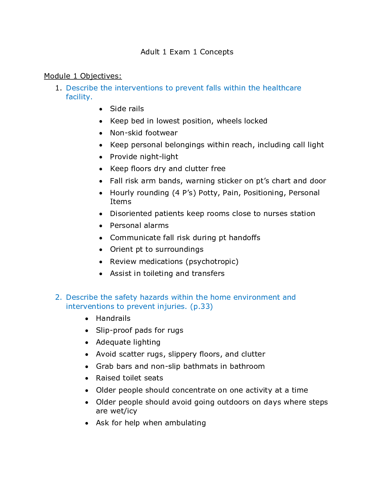 Preview image for NURSING NUR 2349 Module 01 Adult 1 Study Notes