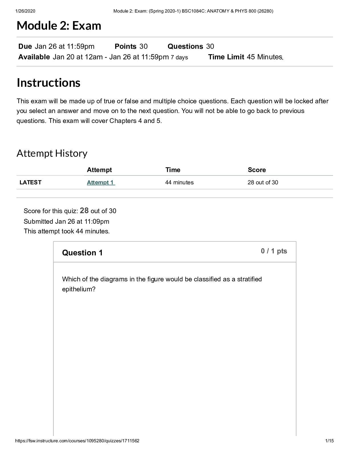 Preview of Module 2_ Exam_ (Spring 2020-1) BSC1084C_ ANATOMY & PHYS 800 (26280)