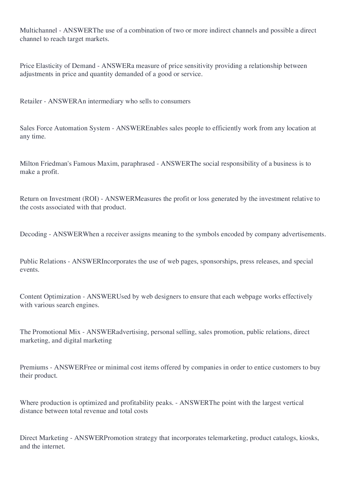 Preview image of MKT 315 Final Exam Review document