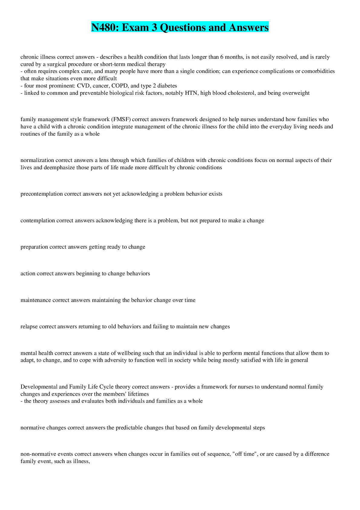 Preview image for N480: Exam 3 Questions and Answers