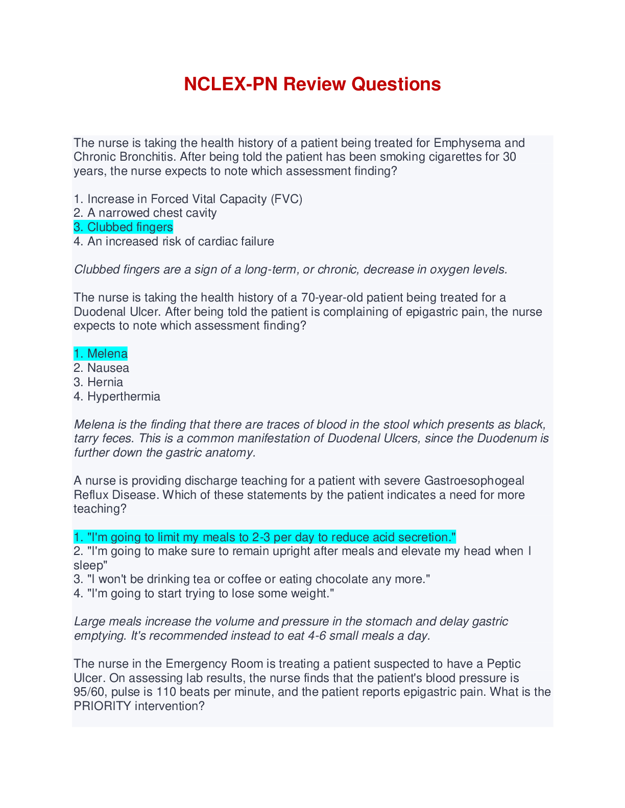 NCLEX-PN Review Questions - Scholarfriends