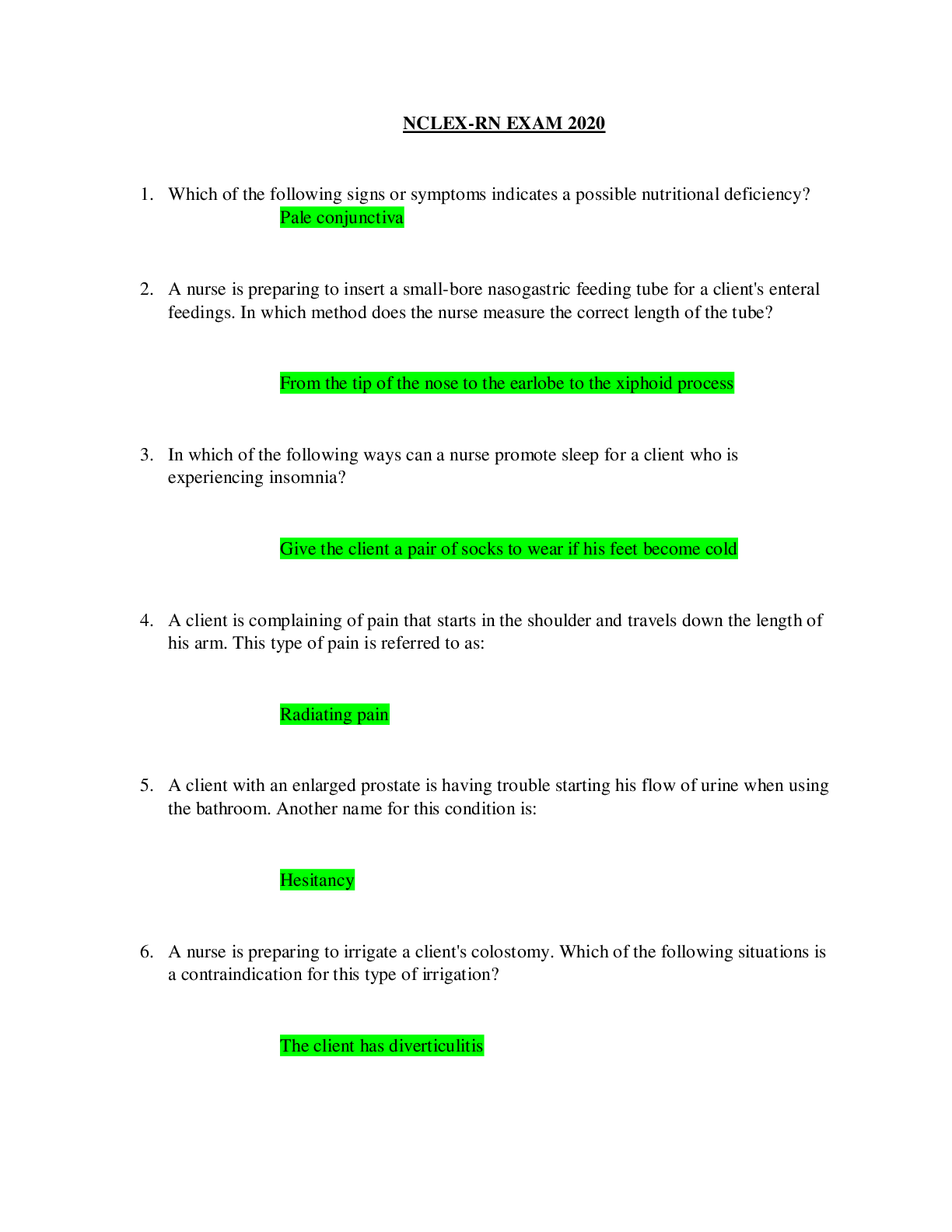 Preview image for NCLEX-RN EXAM Questions And Answers Latest