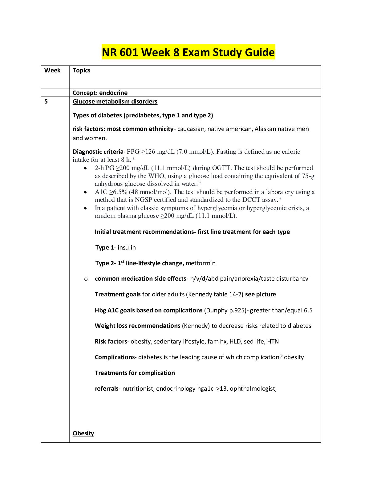 NR 601 Week 8 Exam Study Guide - Scholarfriends