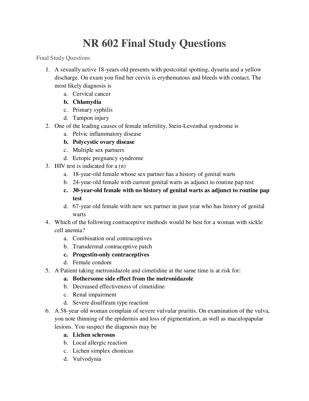 NR 602 Final Exam Study Questions – Scholarfriends - Scholarfriends