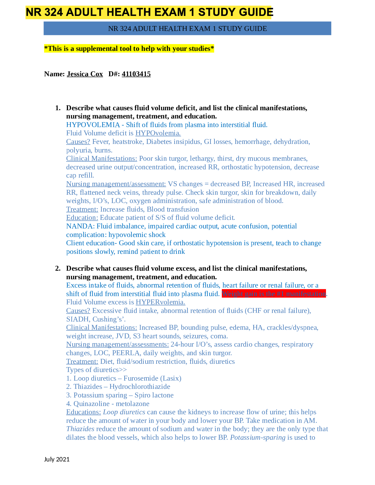 Preview image for NR324 ADULT HEALTH EXAM 1 STUDY GUIDE