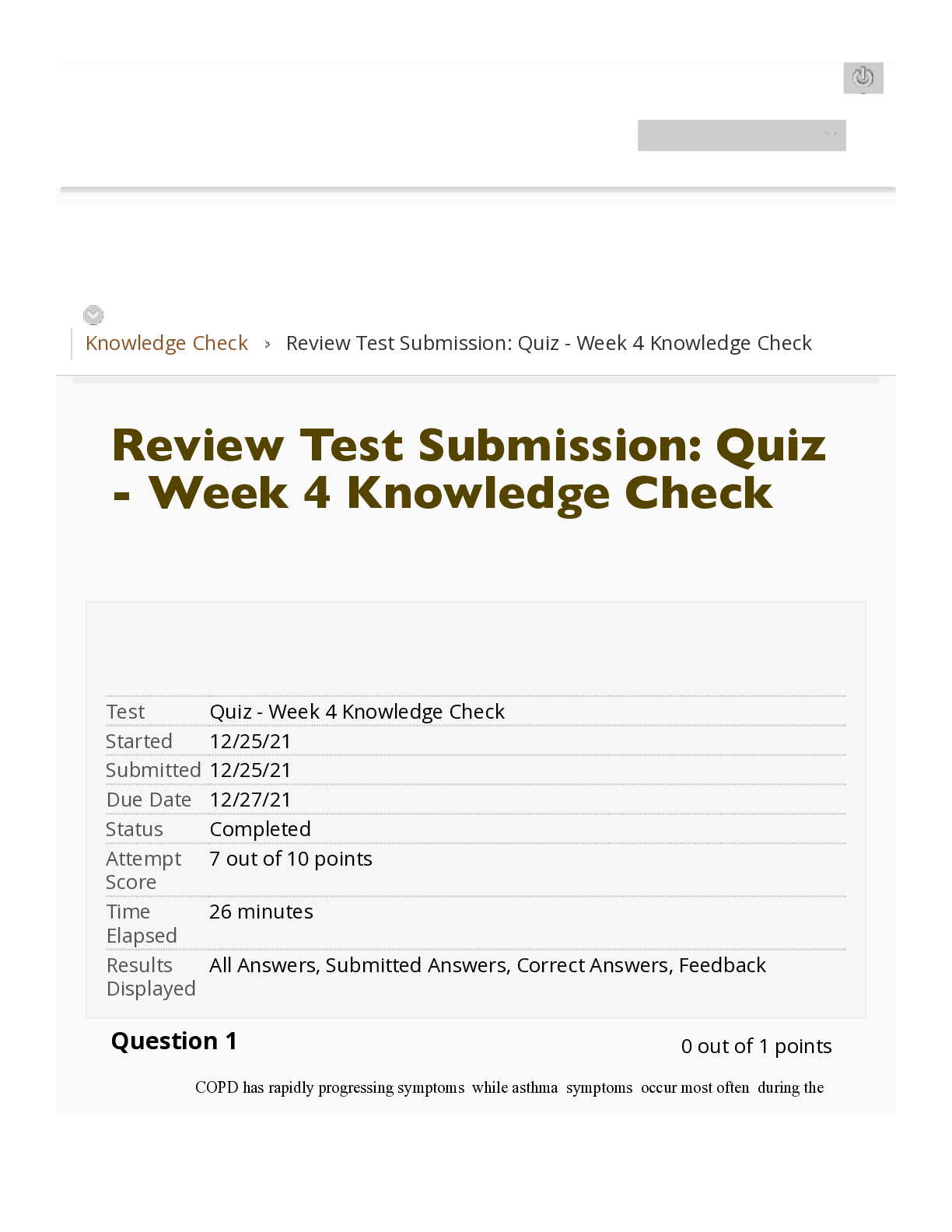 Preview of NRNP 6568 Week 4 Knowledge Check Question and Answers