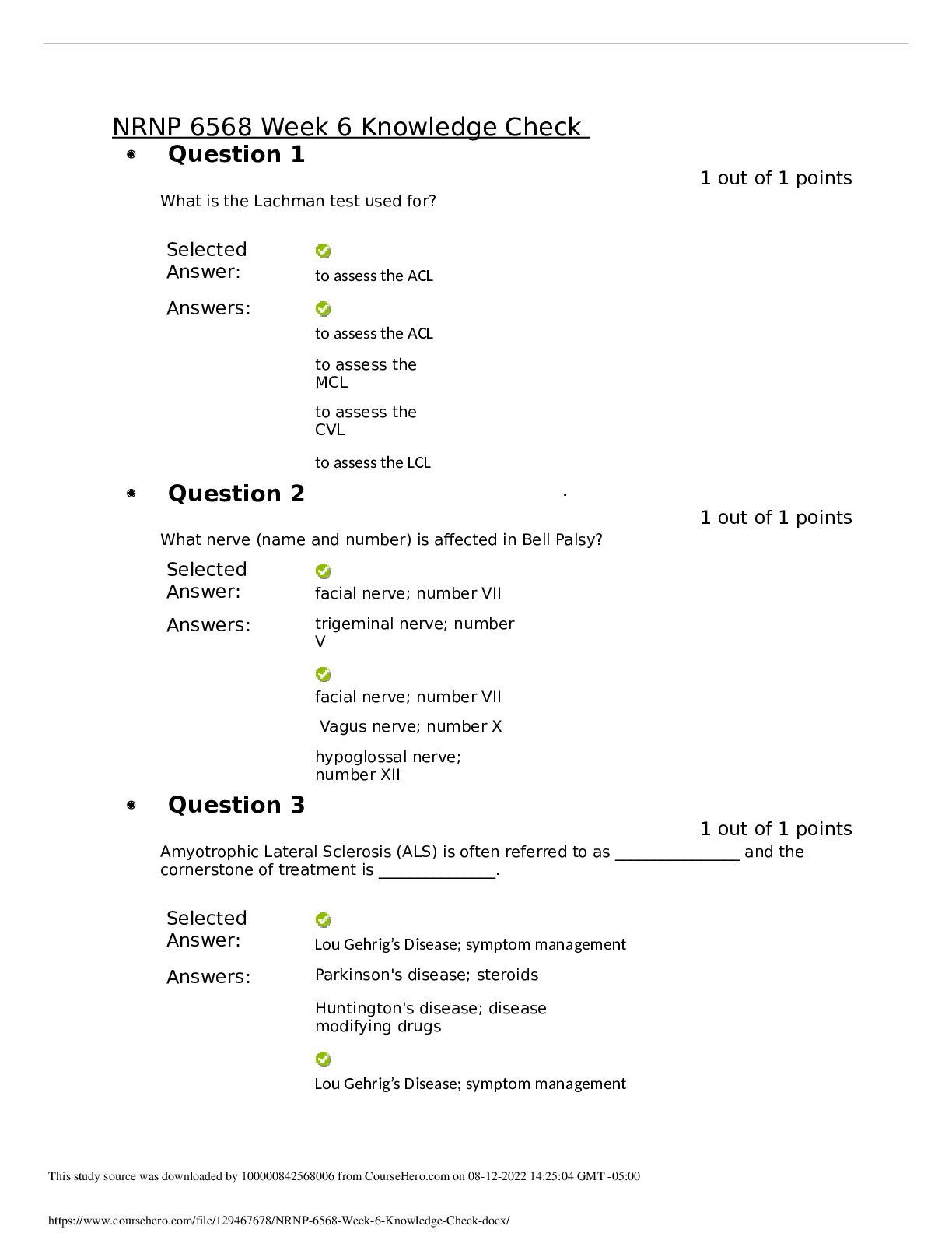 Preview image of NRNP 6568 Week 6 Knowledge Check document