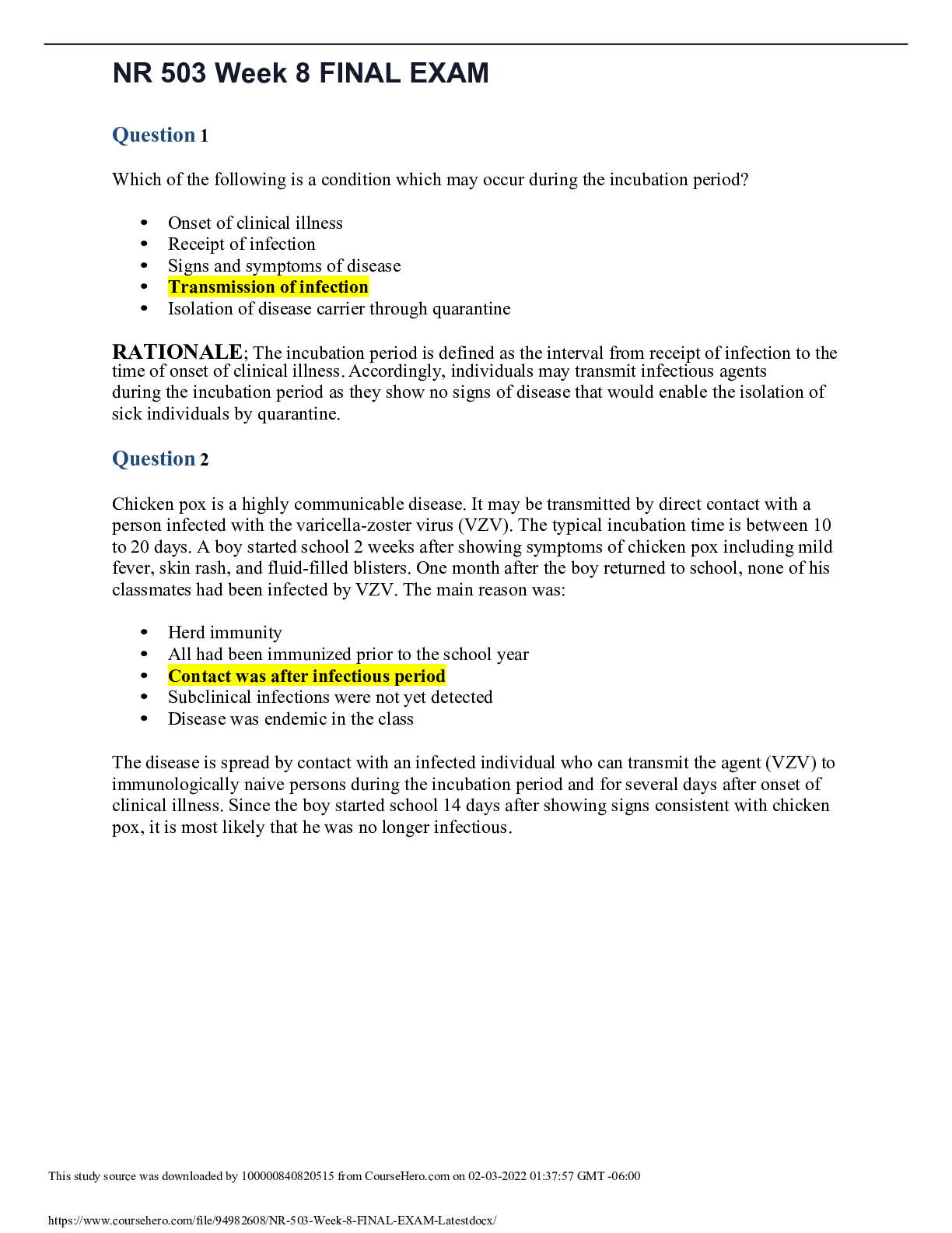 Preview image of NR 503 Week 8 FINAL EXAM document