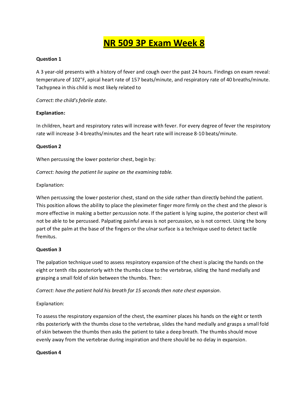 Preview image of NR 509 3P Exam Week 8 Grade A Plus 2020 document