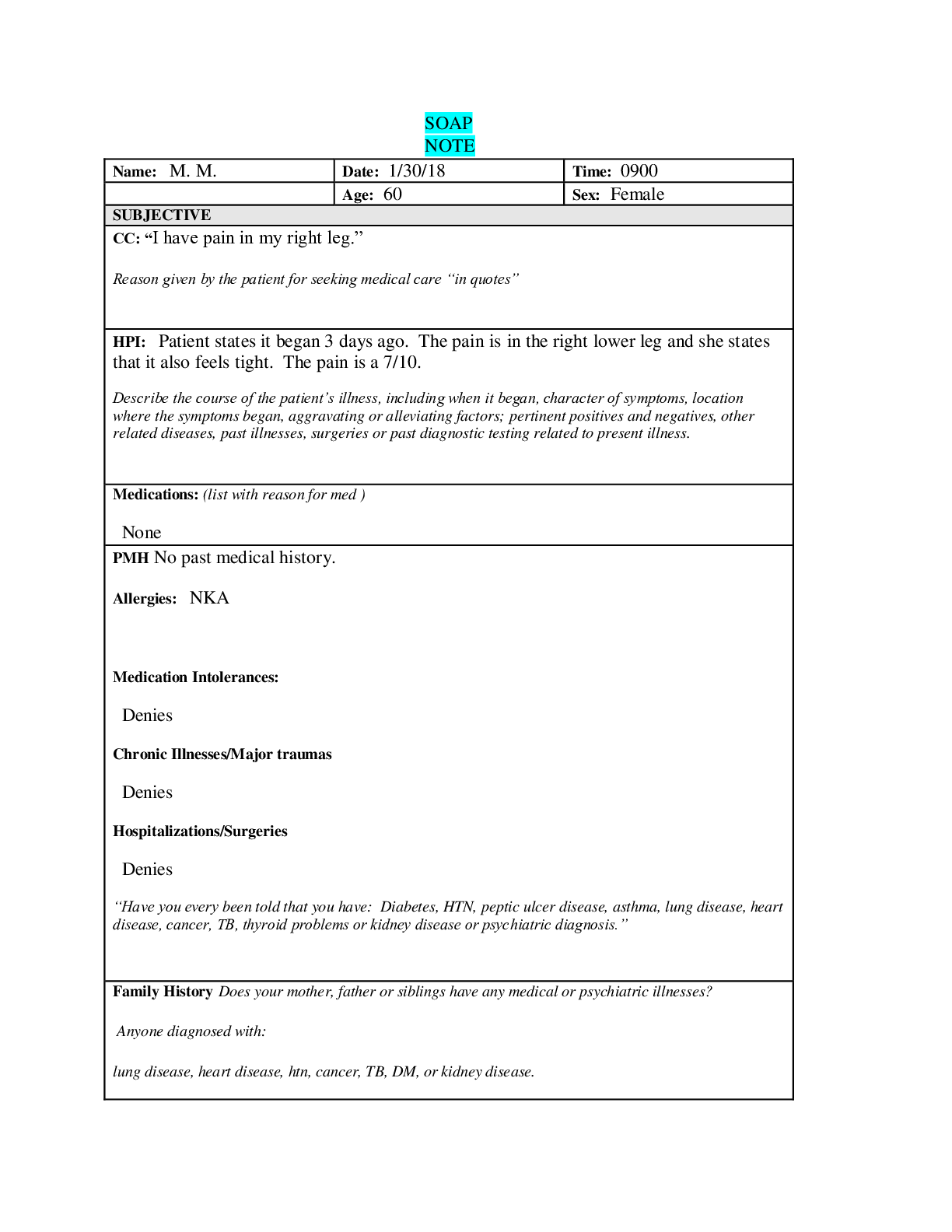 SOAP NOTE - Scholarfriends