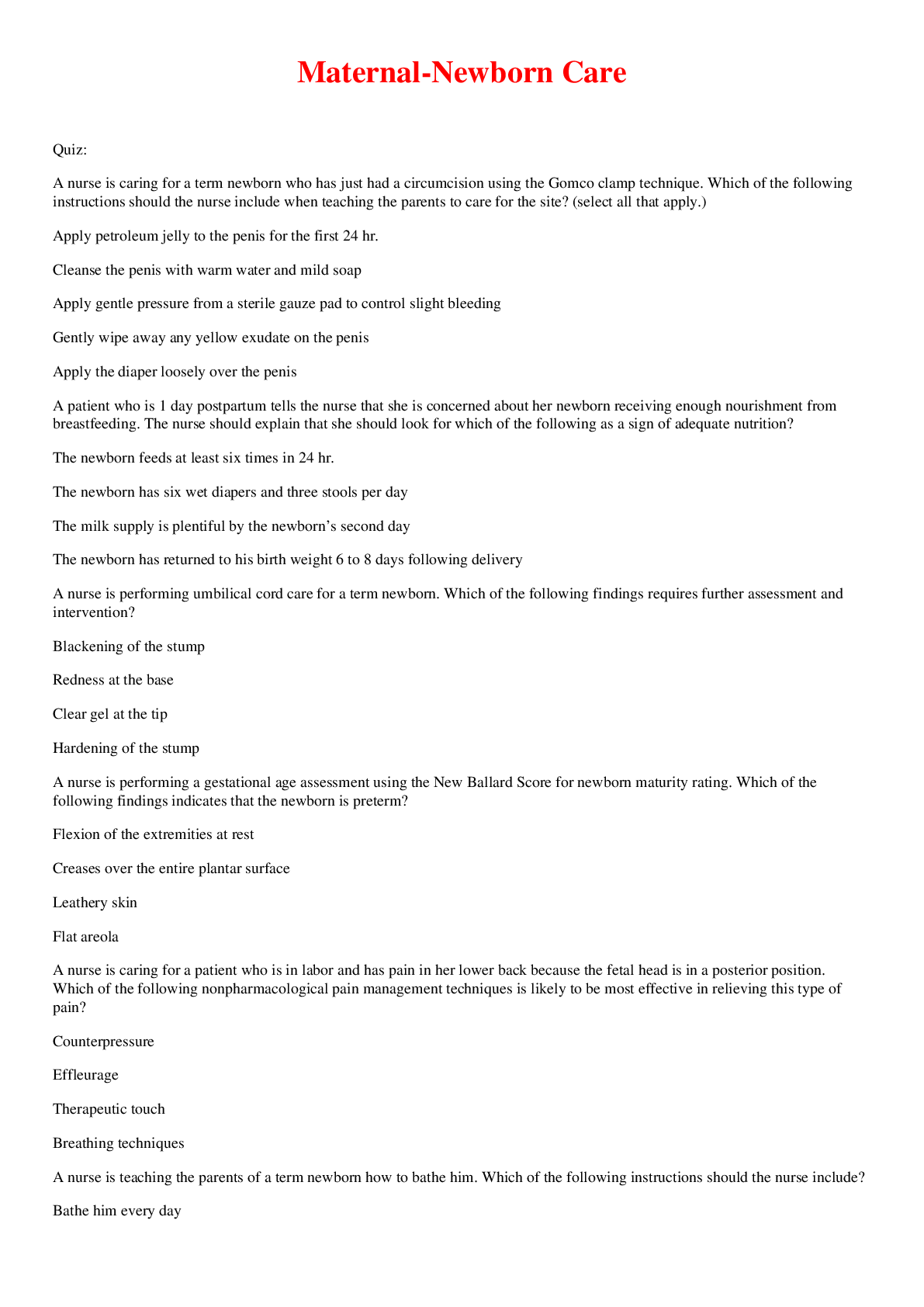 Preview image of Maternal-Newborn Care document