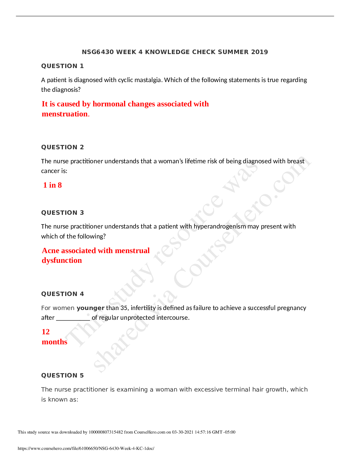 Preview image of NSG 6430 Week 4 KC 1 2020 document