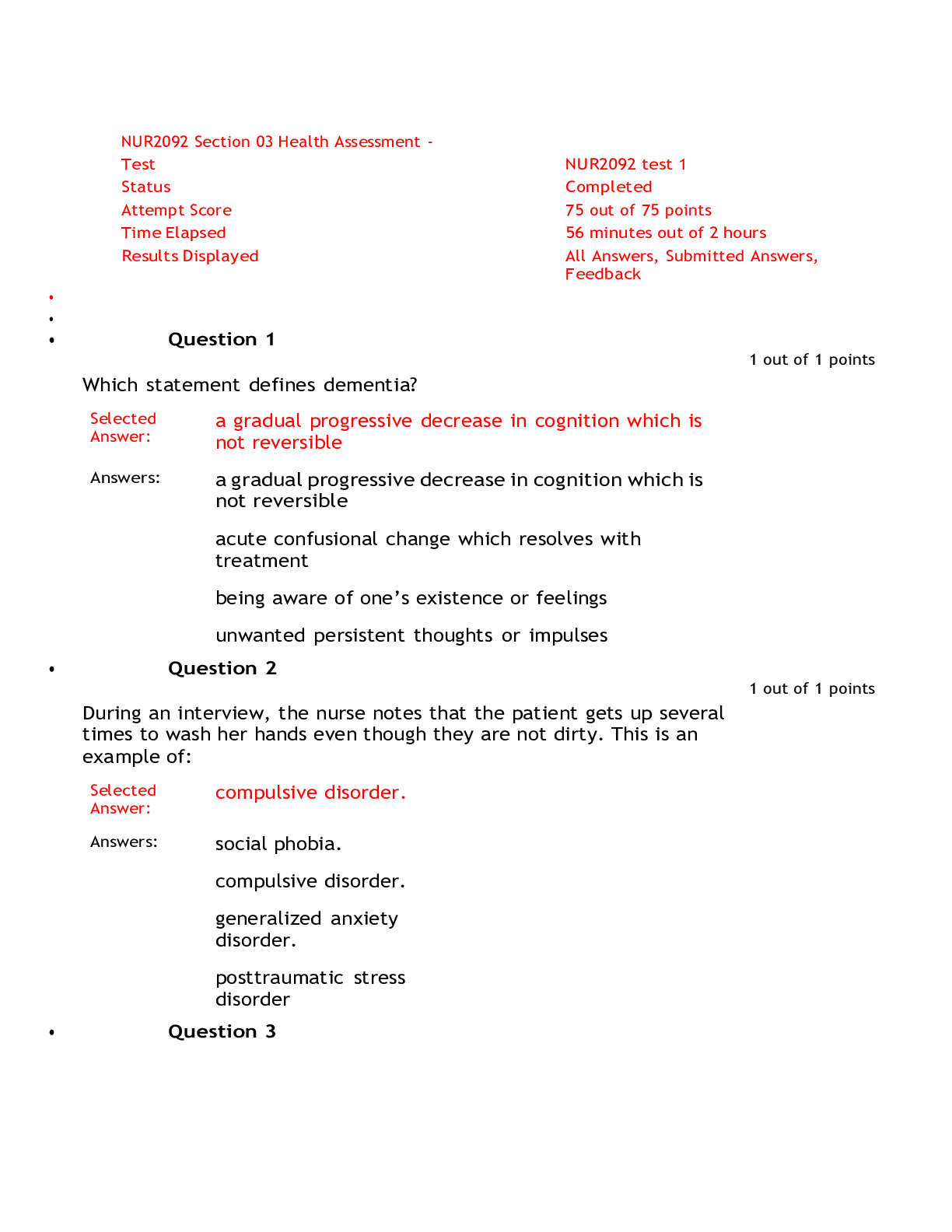 NUR2092 / NUR 2092 Exam 1 (Latest 2022 / 2023): Health Assessment ...