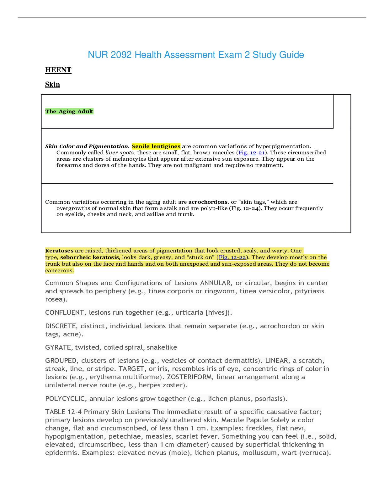 NUR2092 / NUR 2092: Health Assessment Exam 2 Study Guide (Latest 2022/ ...