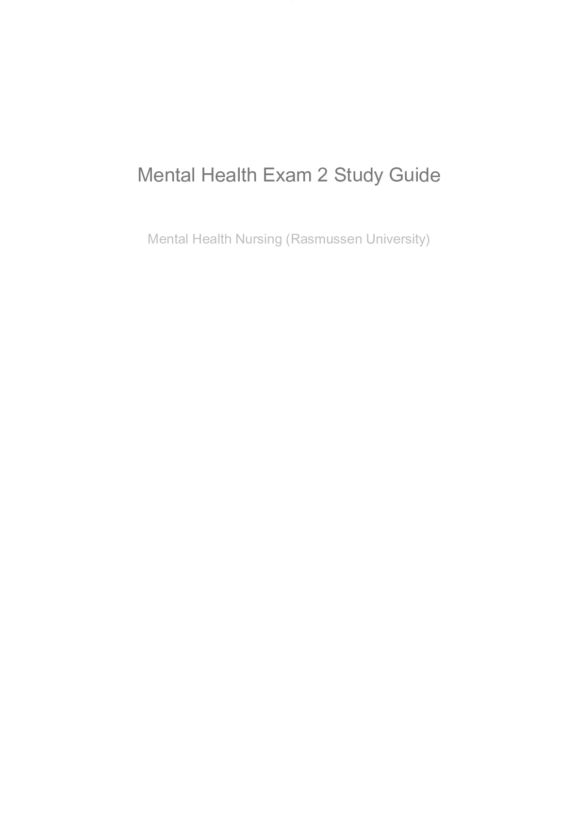 NUR 2488 Mental Health Exam 2 Study Guide - Scholarfriends