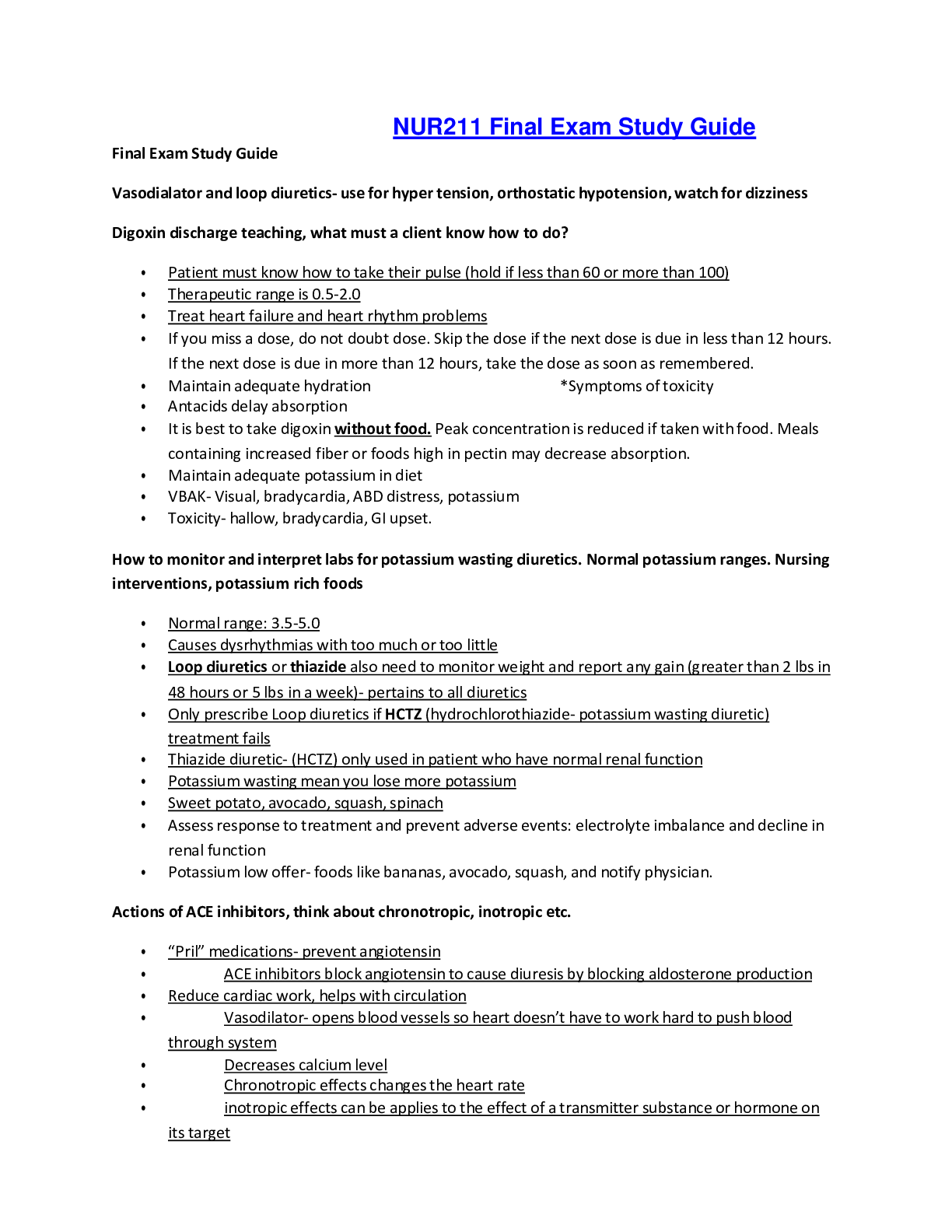 Preview image for NUR211 Final Exam Study Guide / NUR 211 Final Exam Study Guide (Latest, Solution): Fundamentals of Professional Nursing/ A+Guide