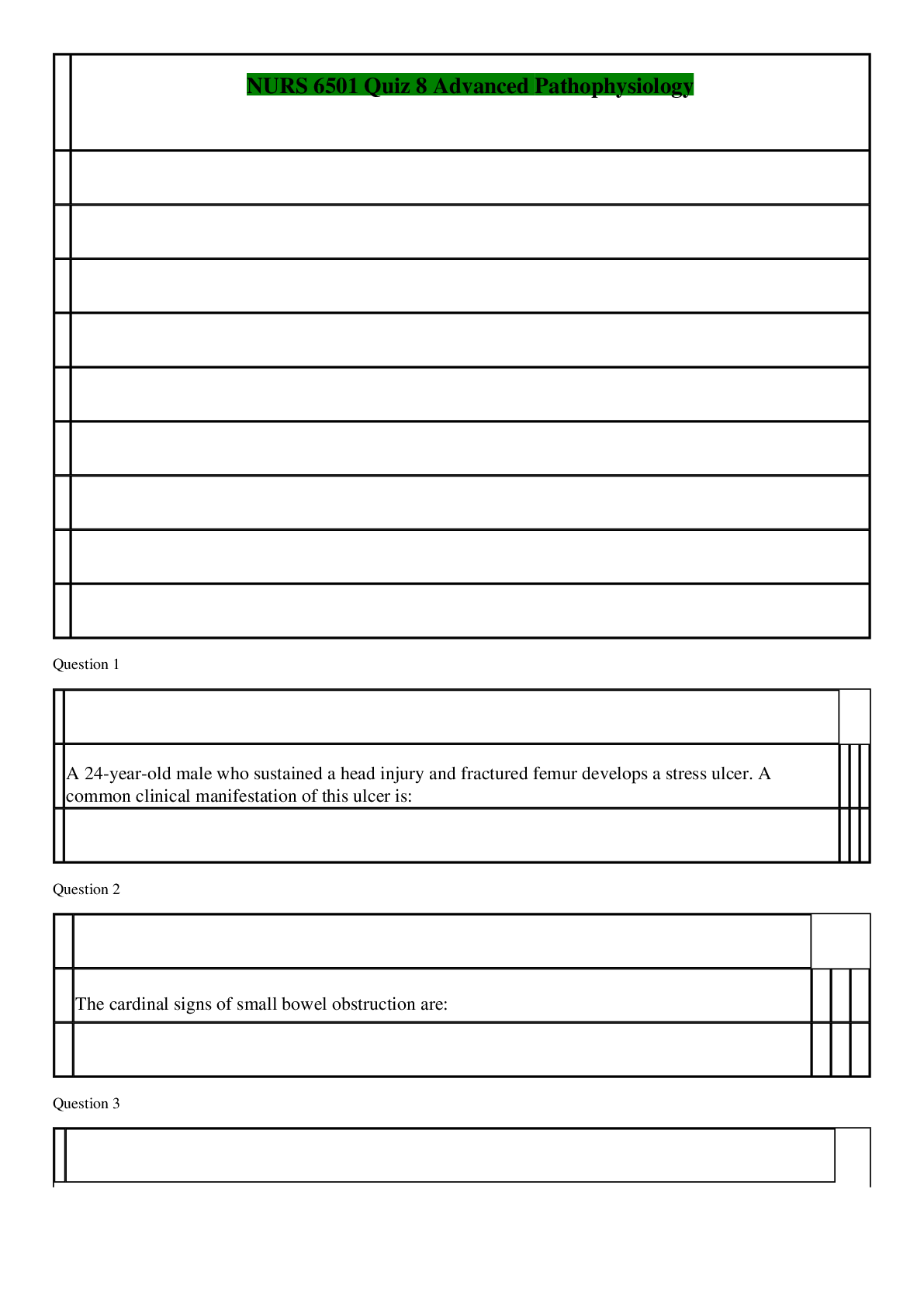 Preview image of NURS 6501 Quiz 8 Advanced Pathophysiology document