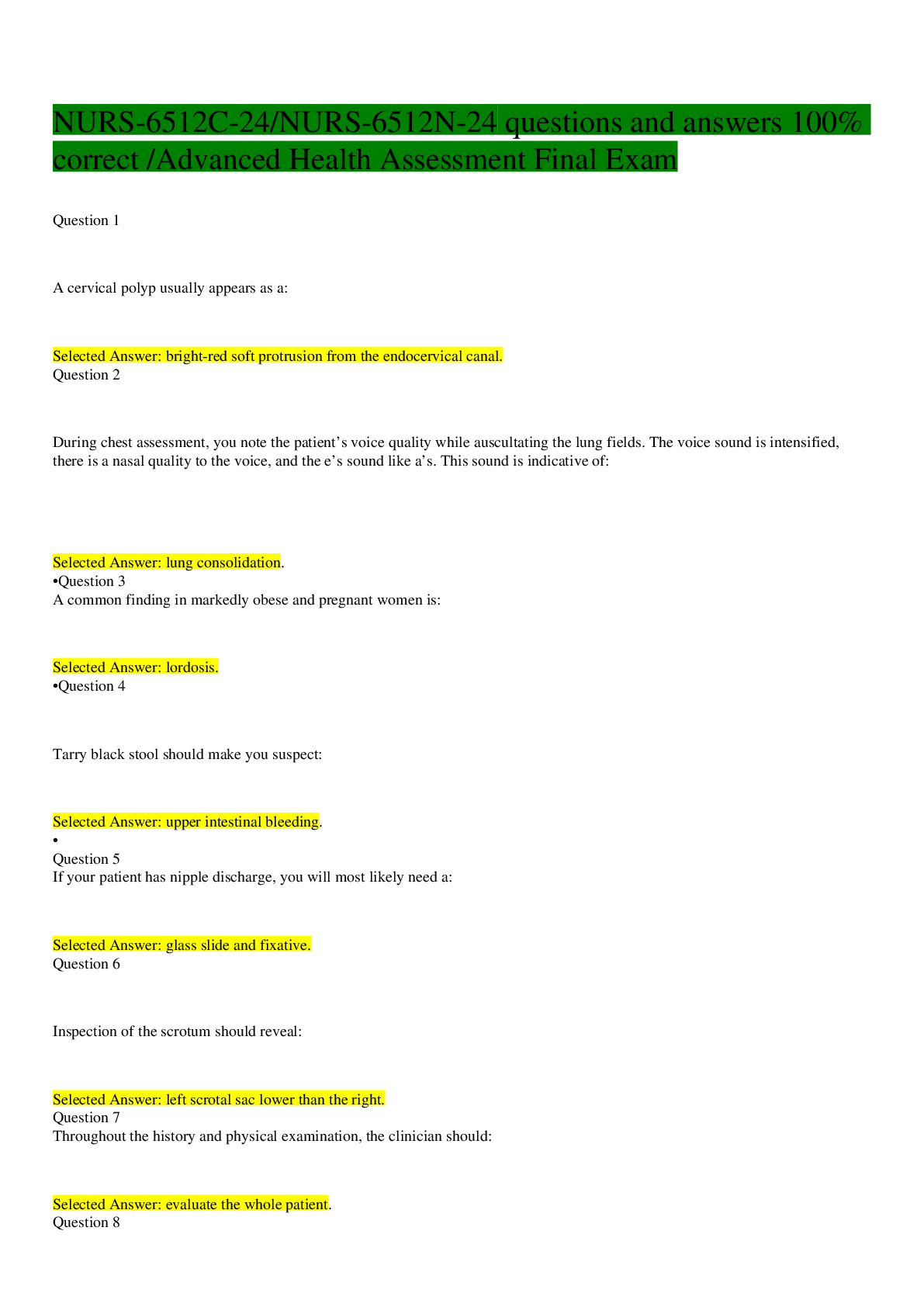 Preview image for NURS-6512C-24/NURS-6512N-24   questions and answers 100% correct /Advanced Health Assessment Final Exam