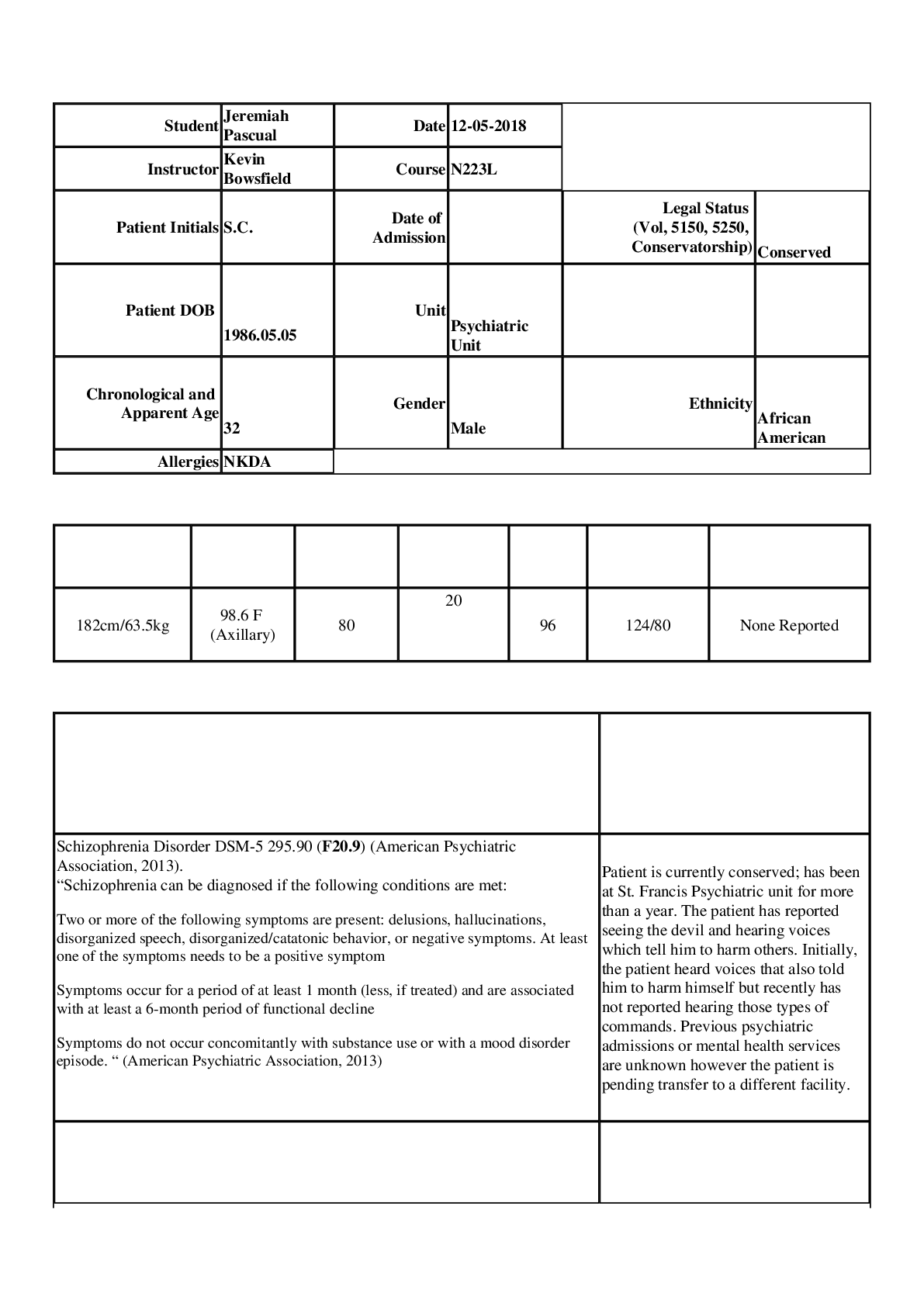 Preview image of NURS 223L - Psychiatric Nursing Care Plan document