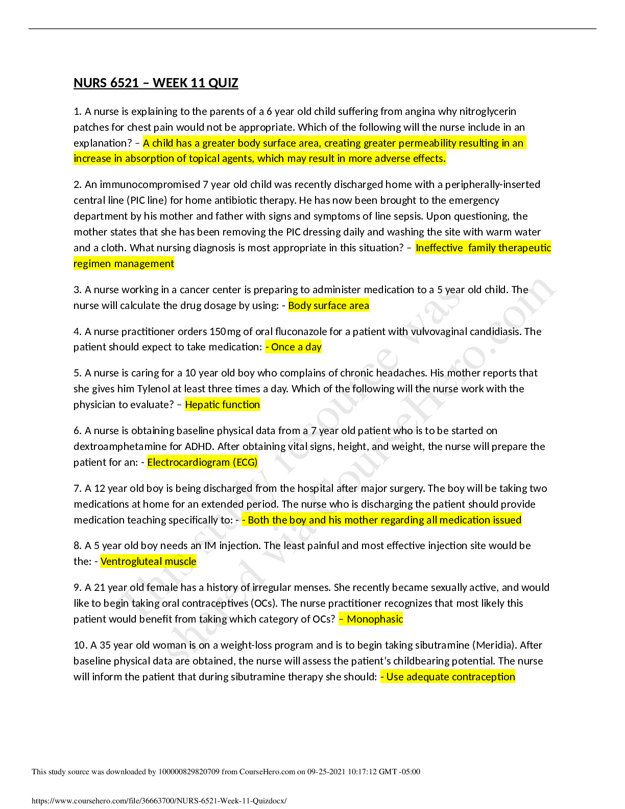 Preview image for NURS 6521 week 11 Final Exam