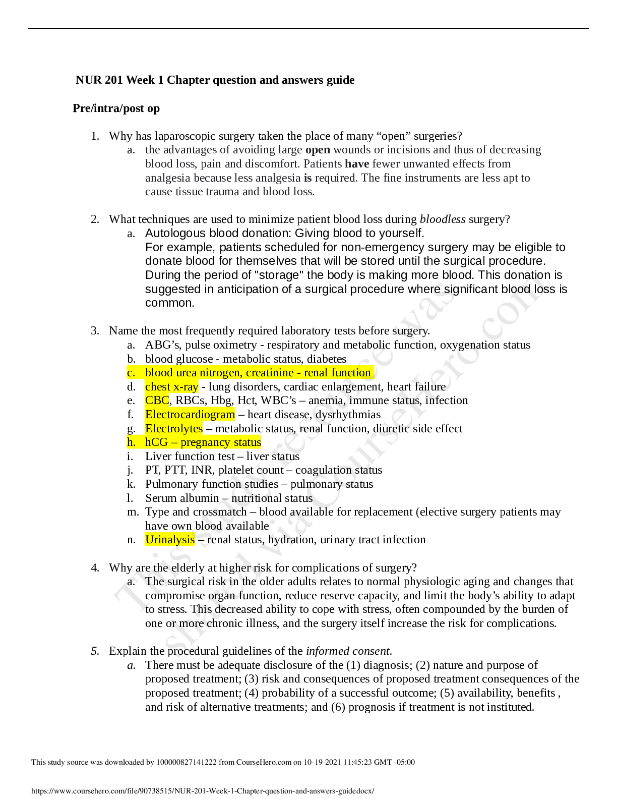 Preview image for NUR 201 Week 1 Chapter question and answers guide