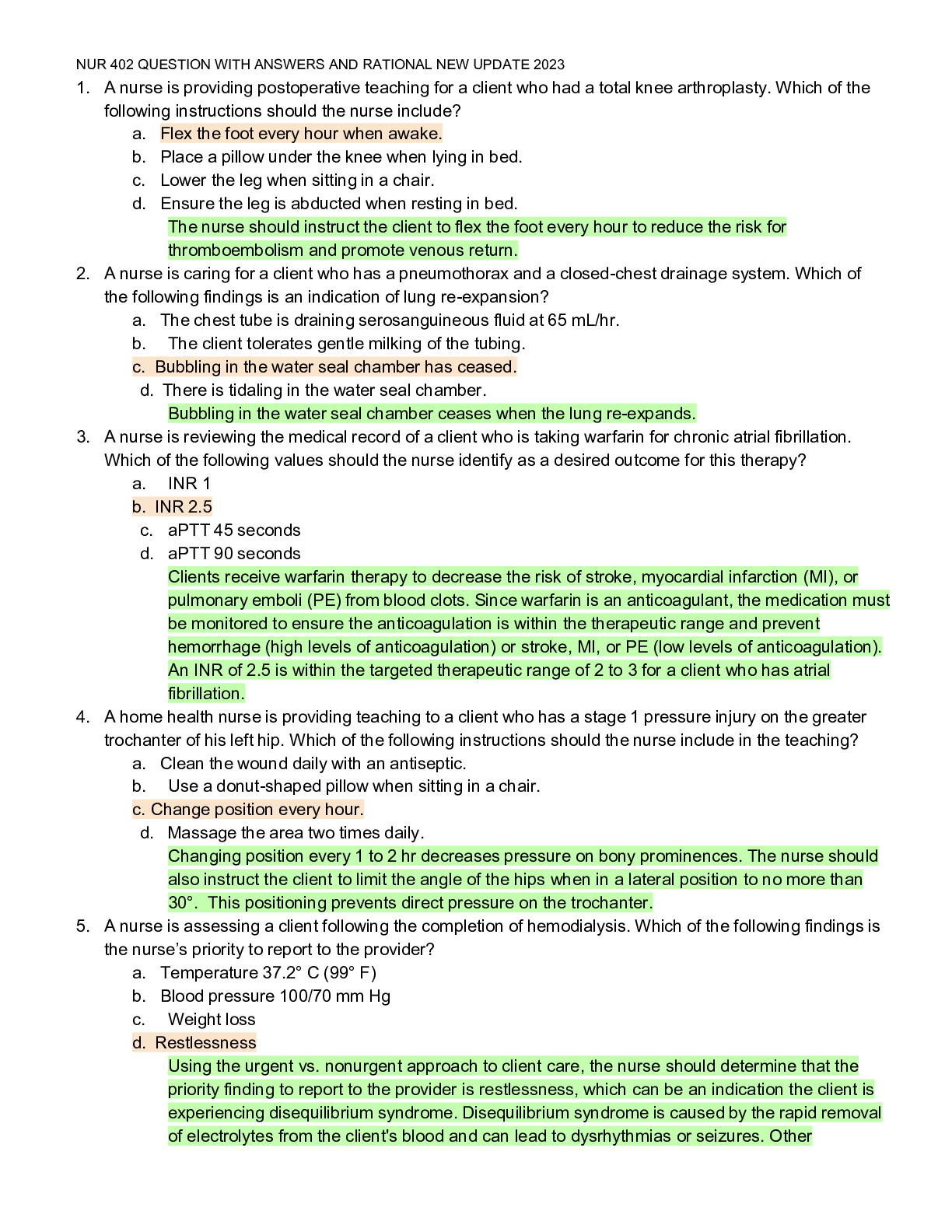 Preview image for NUR 402 QUESTION WITH ANSWERS AND RATIONAL NEW UPDATE 2023