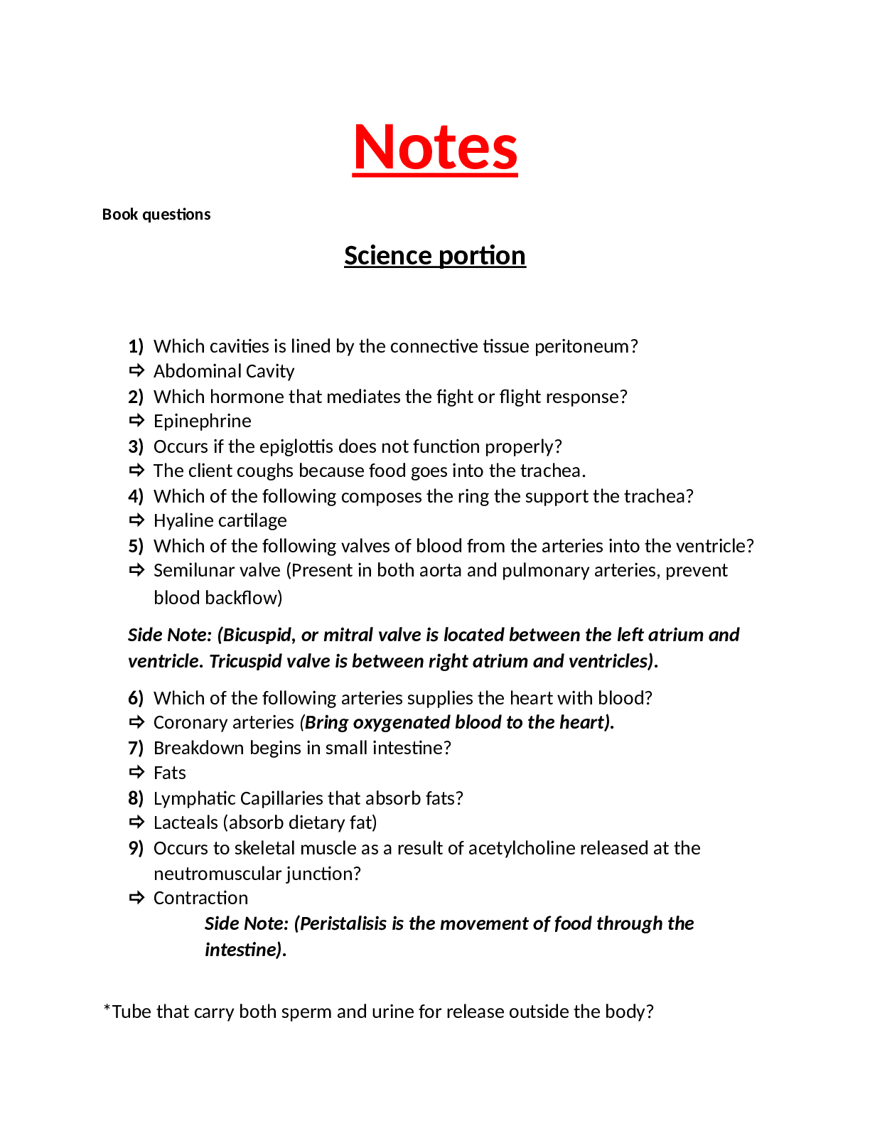 Notes Science Portion - Scholarfriends