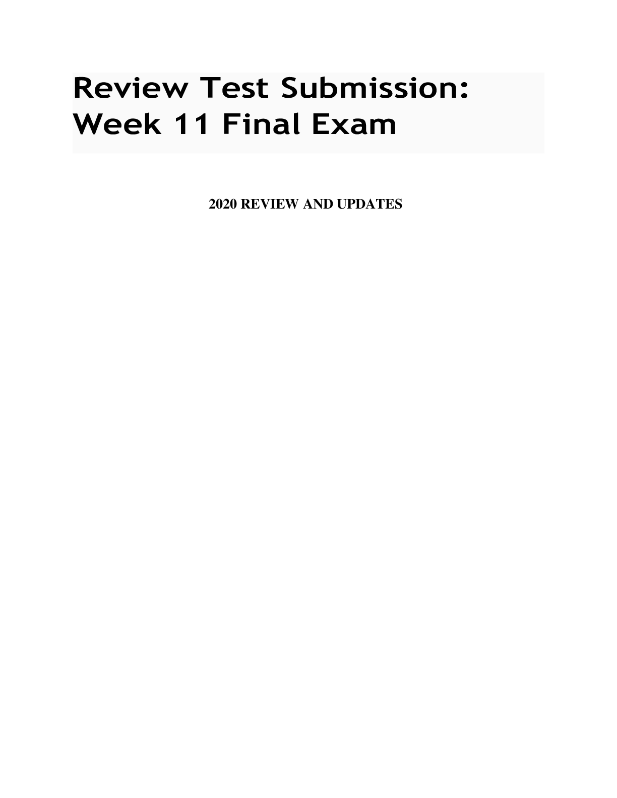 Review Test Submission: Week 11 Final Exam - Scholarfriends