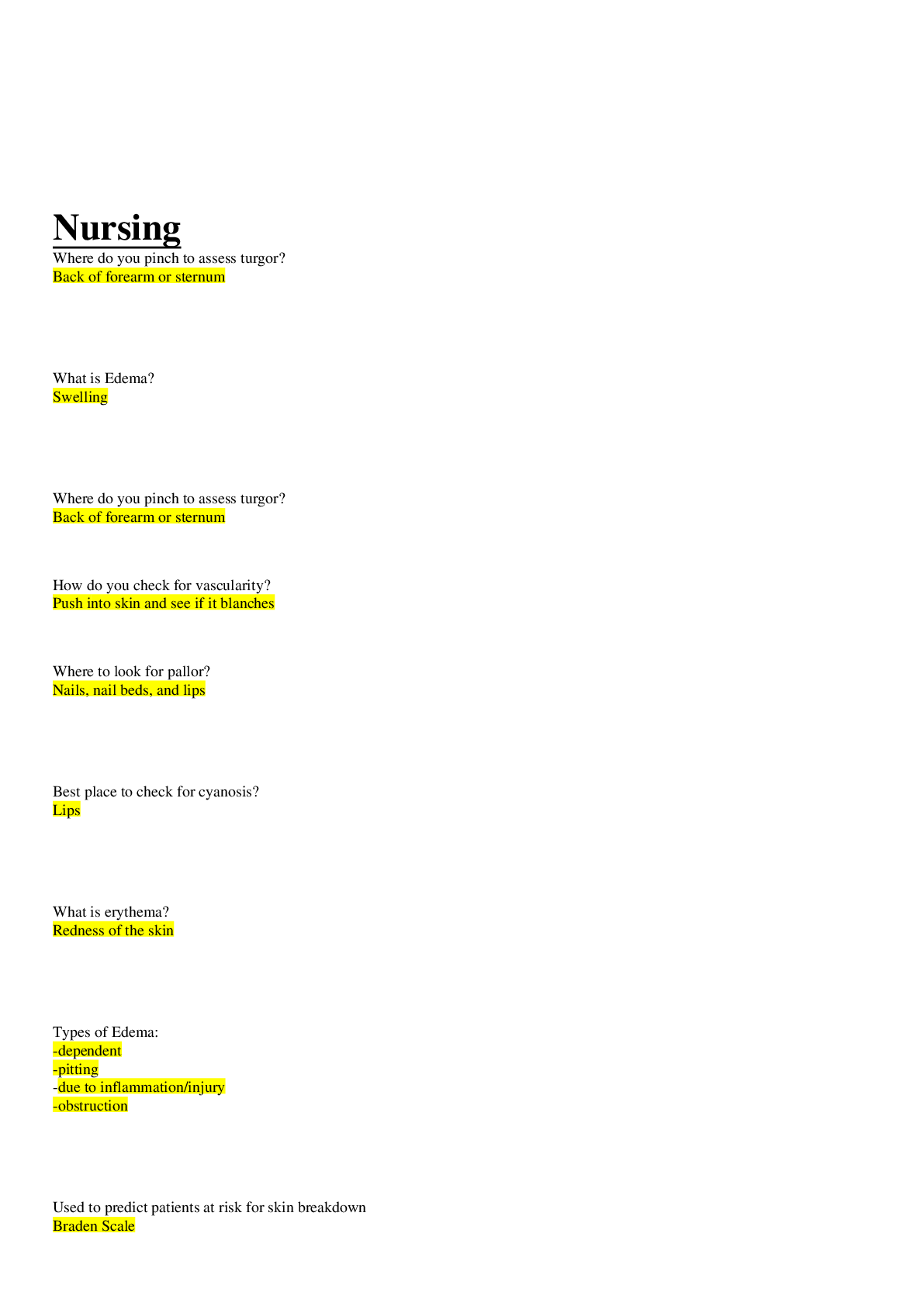 Preview image of Nursing document