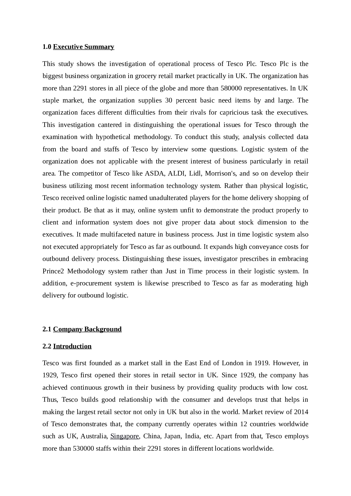 Preview image of Operation Management- Study Case Of Tesco document