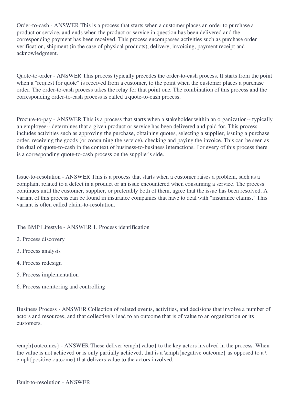 Preview image of Business Process Management- Test 1 Solved document