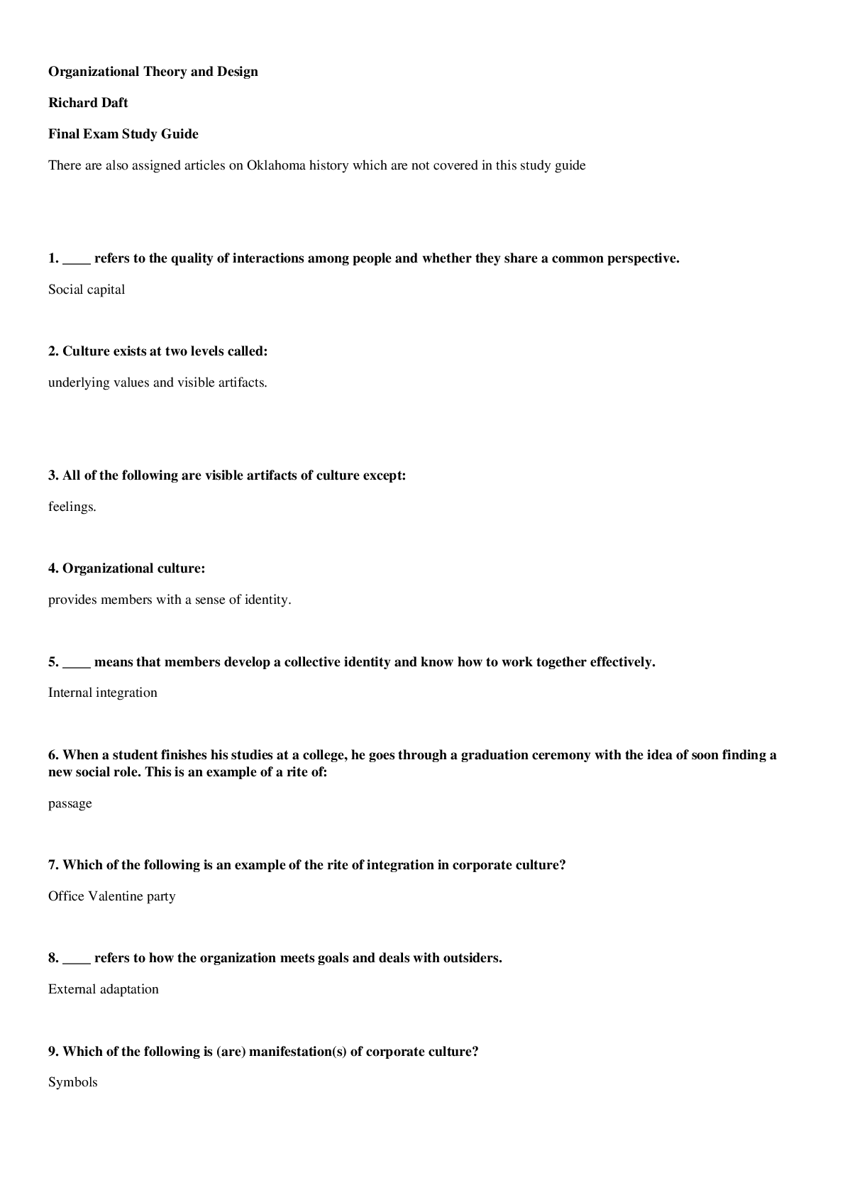 Preview image of   Organizing for Action Final Exam Study Guide document