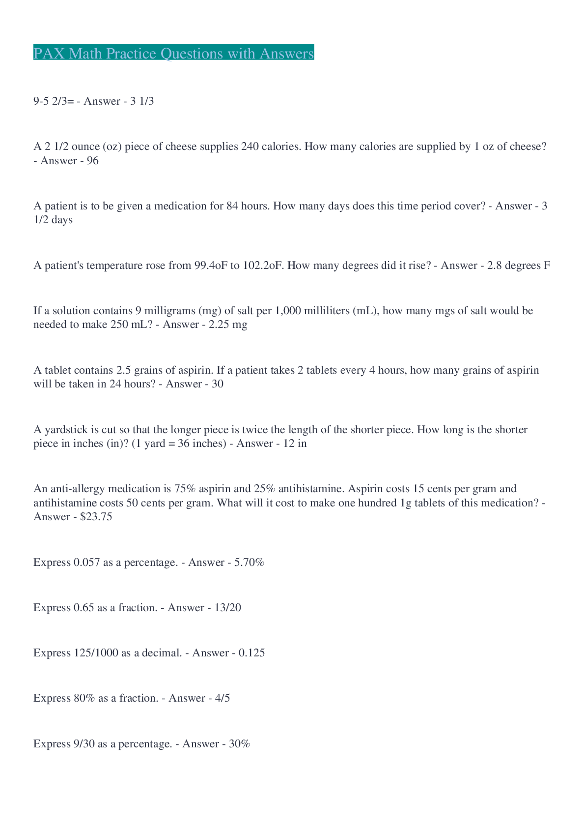 PAX Math Practice Questions with Answers 2022/2023 – Scholarfriends ...