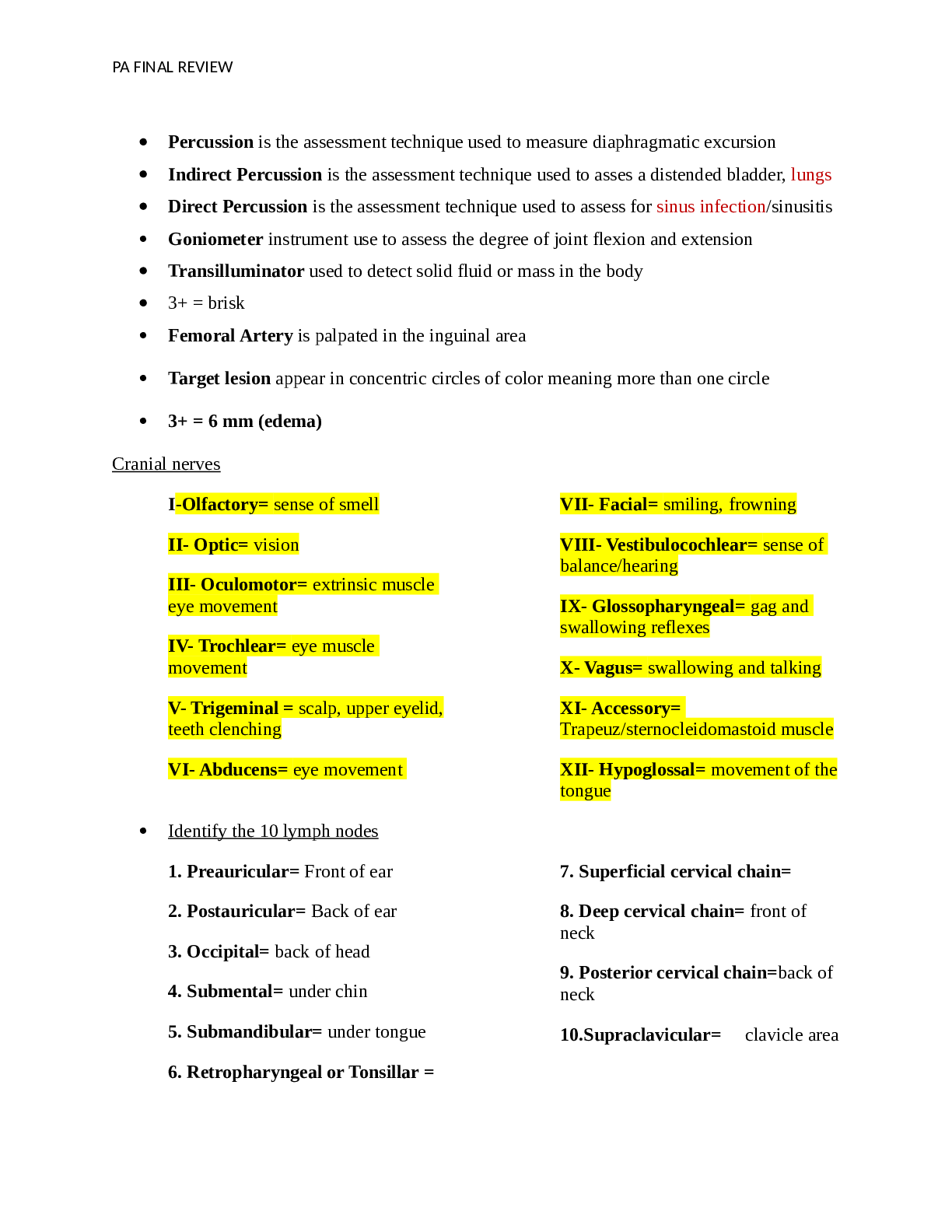 Preview image for West Coast University - PHYSICAL ASSESSMENT NURS 190 PA Final REVIEW