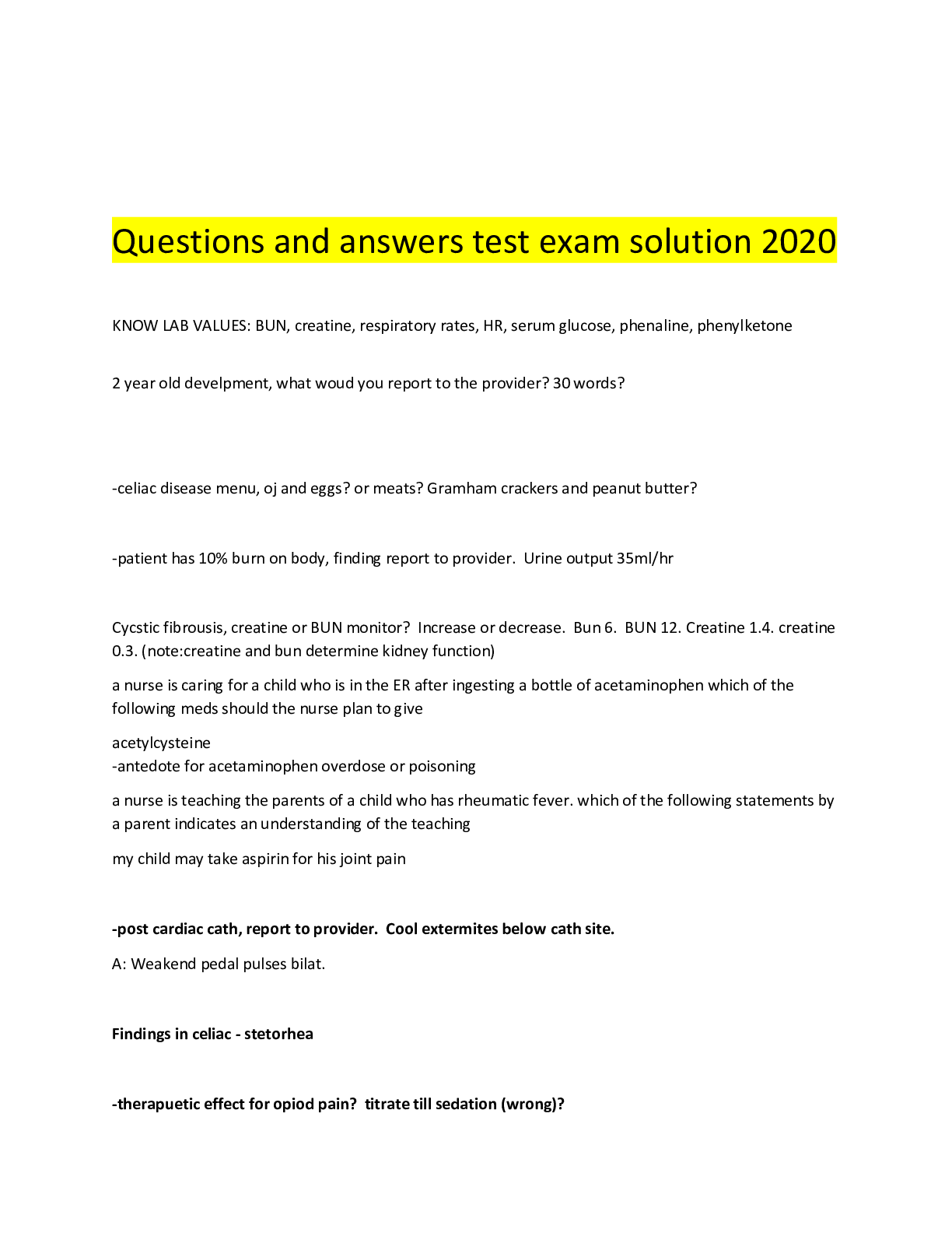 Preview image of PEDS ATI PROCTORED STUDY GUIDE SOLUTION EXAM DOCUMENTS 2020 document