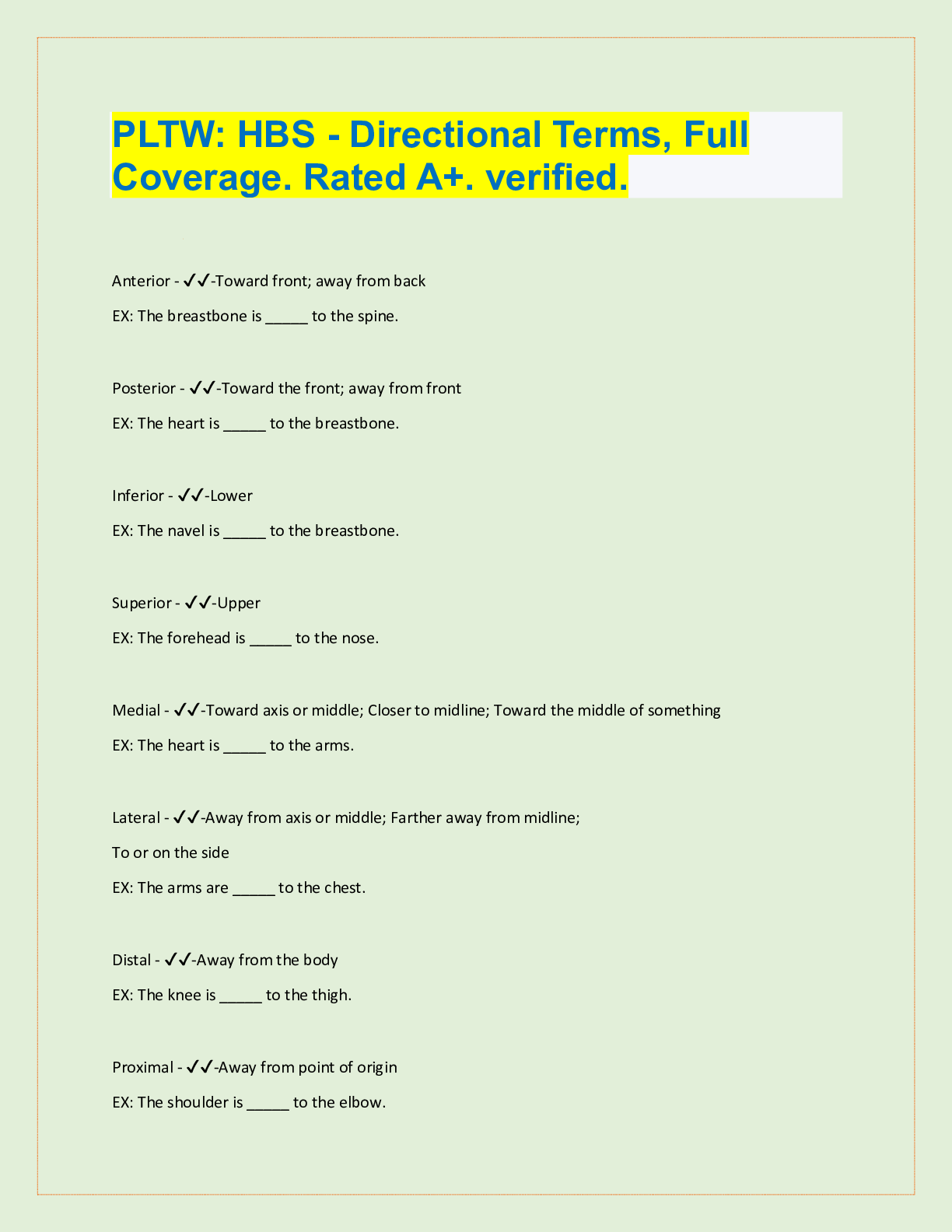 Preview image of PLTW: HBS - Directional Terms, Full  Coverage. Rated A+. verified. document