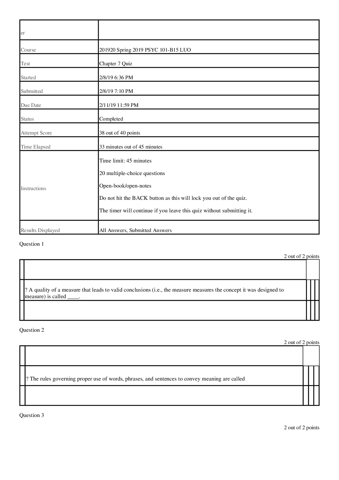 Preview image of [Solved] PSYC 101 QUIZ 7.docx document