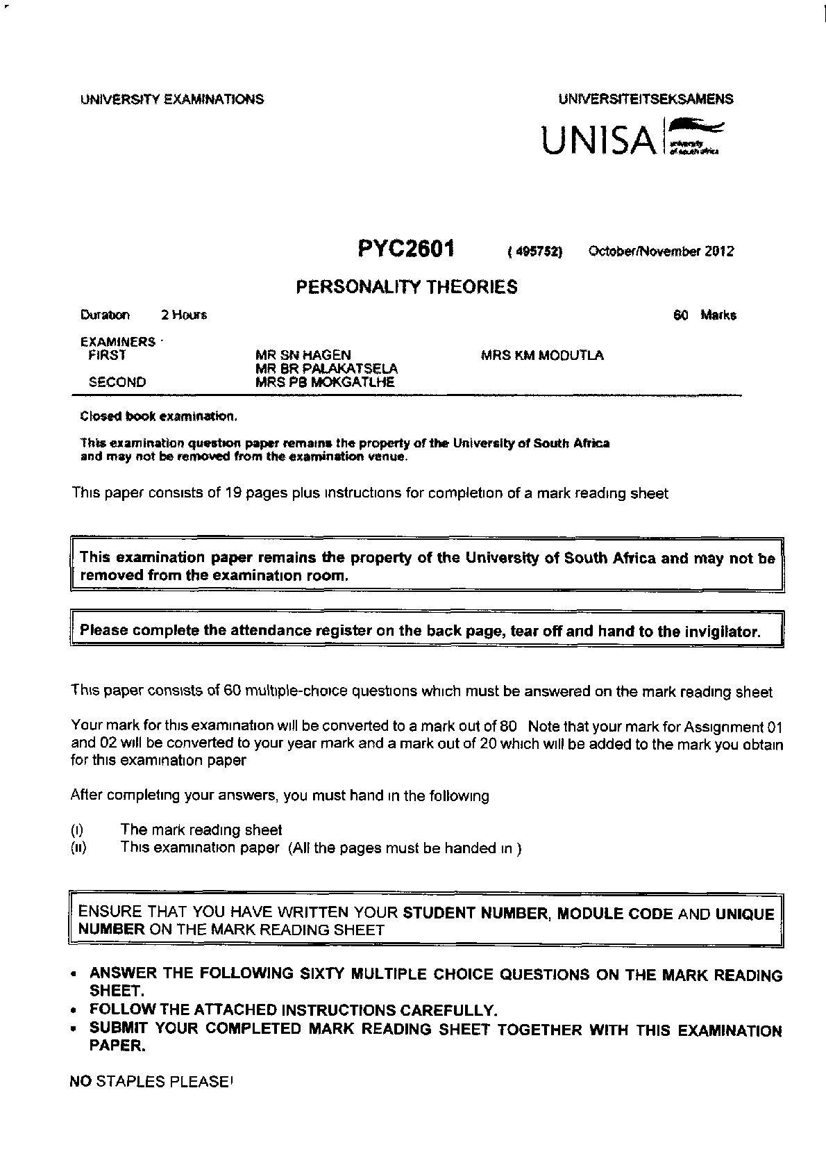 Preview image of PYC 2601-10-E-1 personality theories document