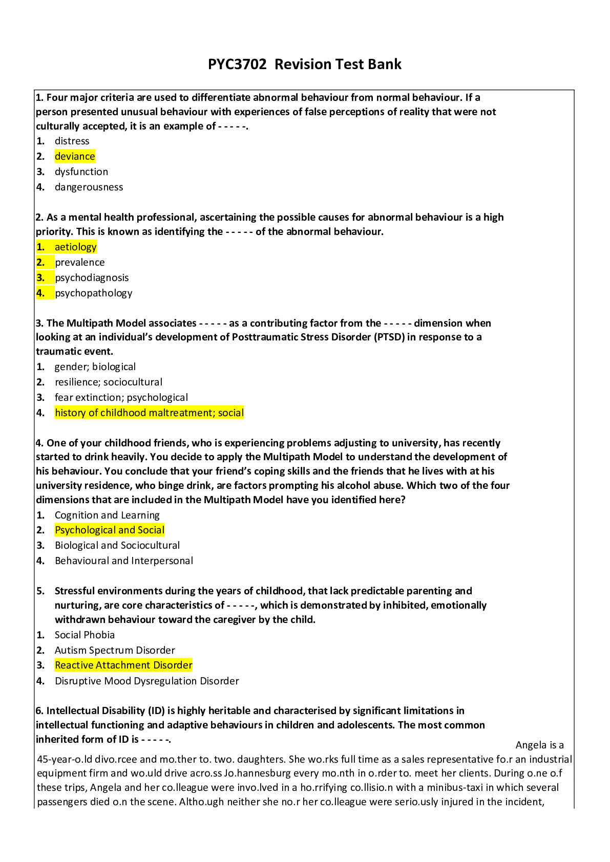 Preview image for PYC3702 Revision Test Bank