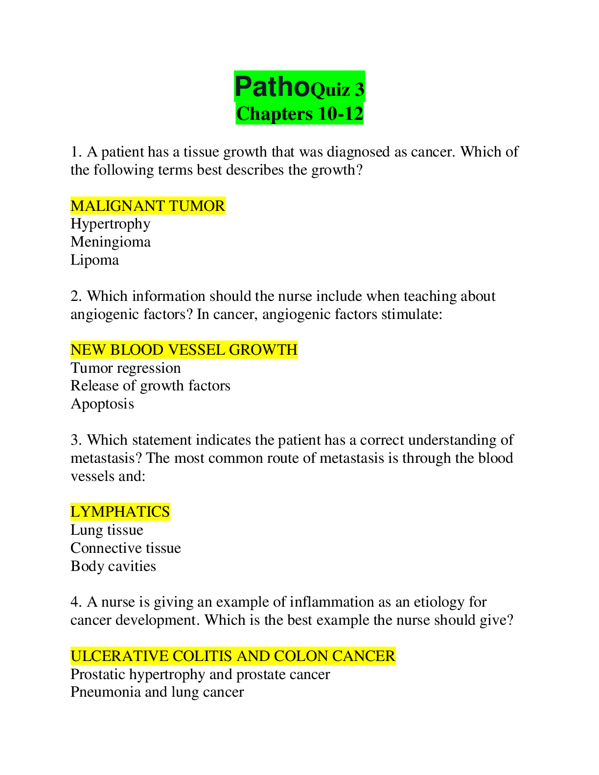 Preview image for Patho Quiz 3 A+