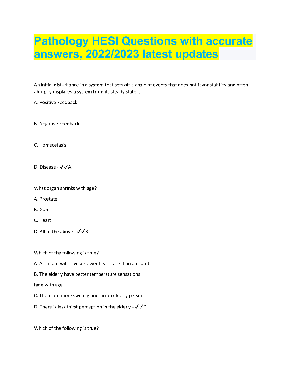 Question Pathologist Pathology HESI Questions with accurate answers, 2022/2023 latest ...