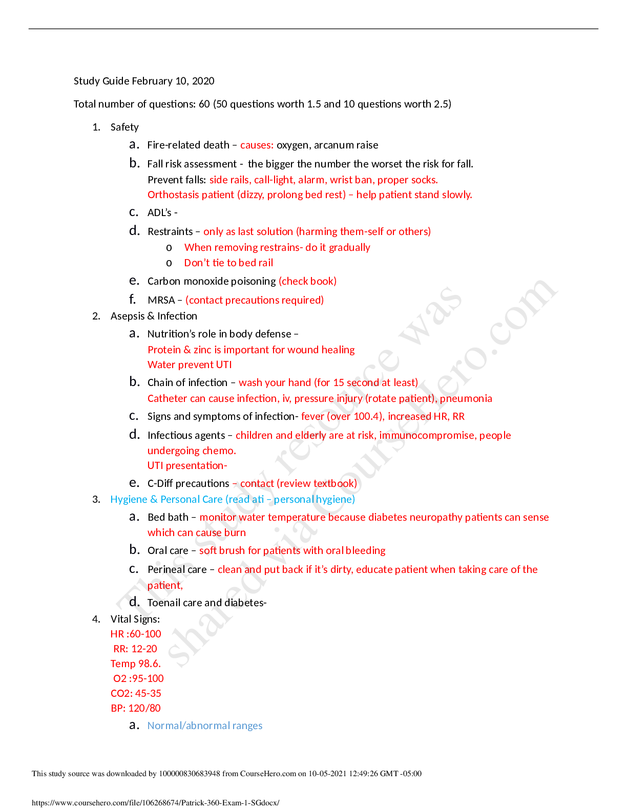 Preview image of Patrick 360 Exam 1 SG.docx. document