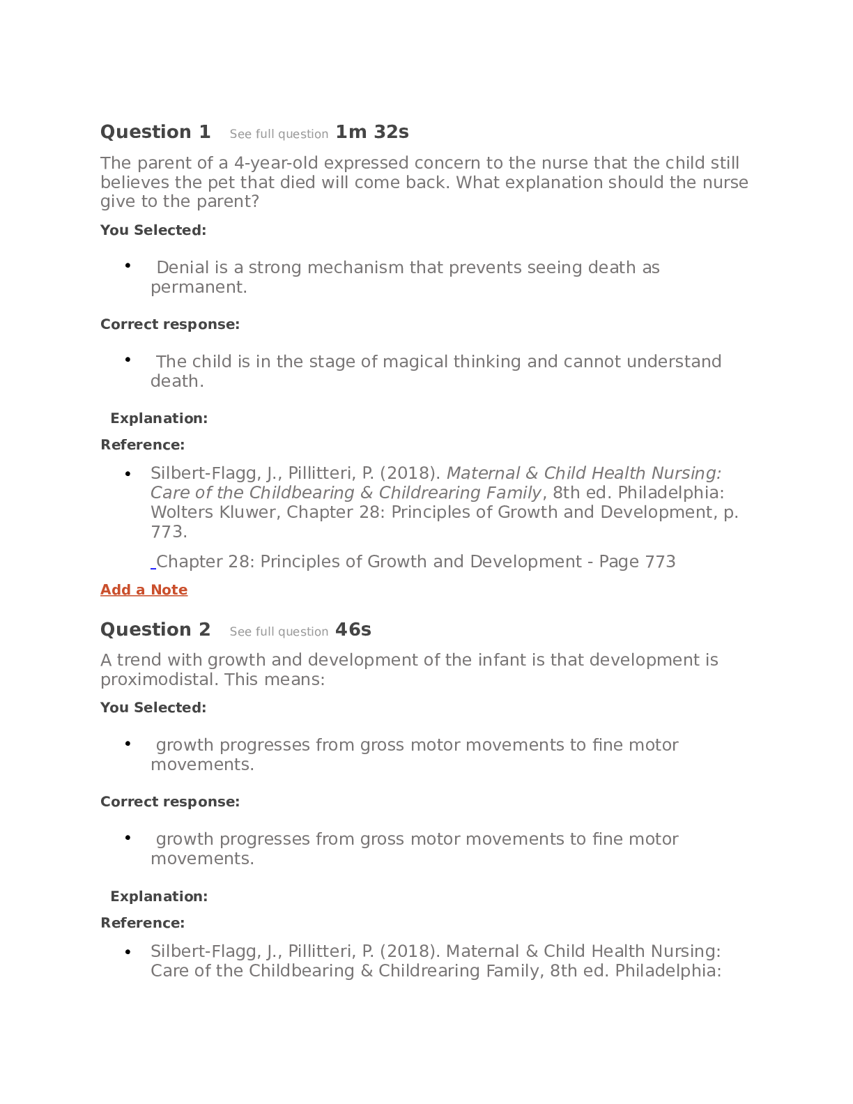 Preview of NURSING 111Peds Ch.28 & 31./SCORE ATTEMPT A