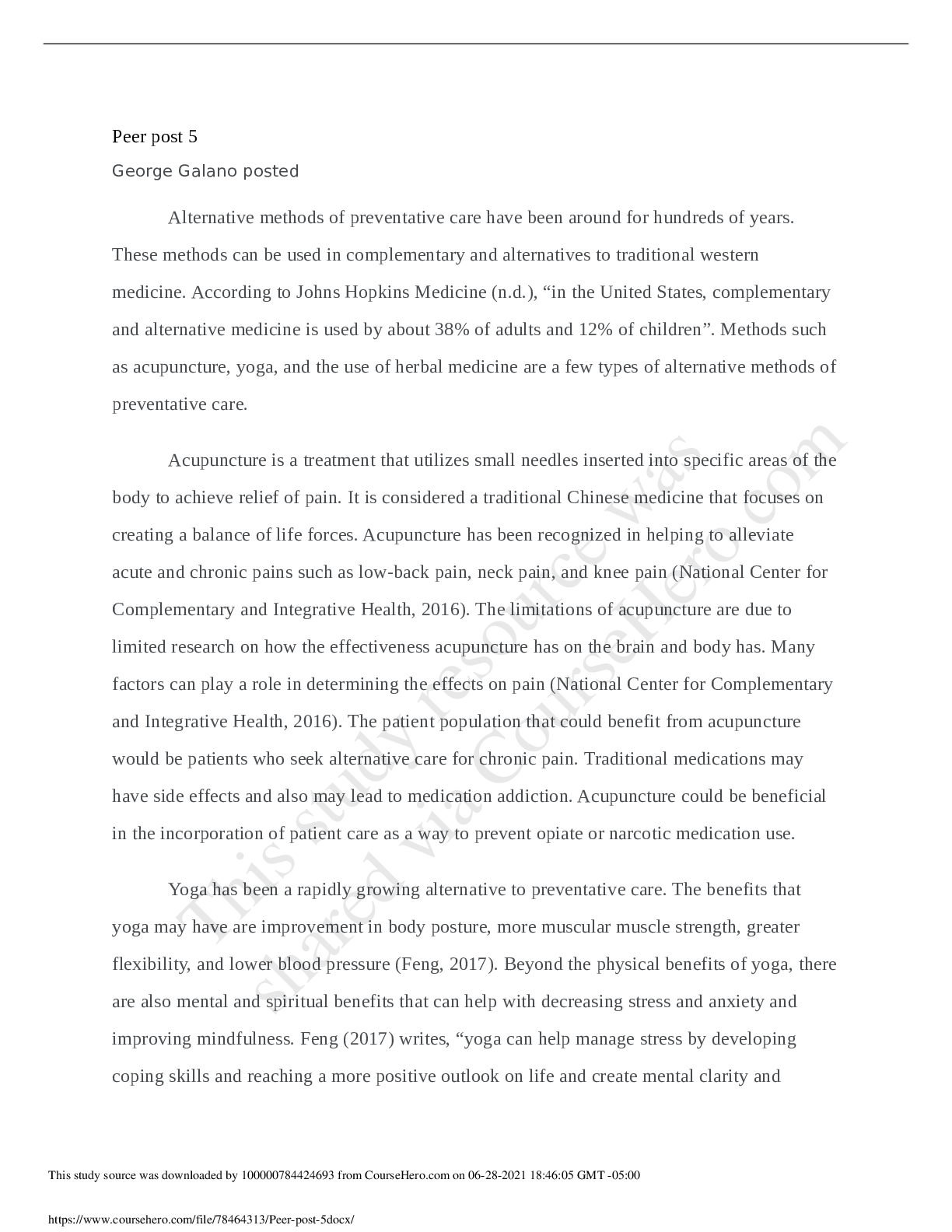 Preview of United States UniversityFNP 590Peer post 5