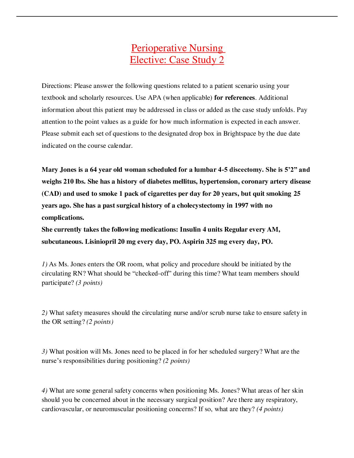 Preview image of Perioperative Nursing Elective: Case Study 2/RATED A document