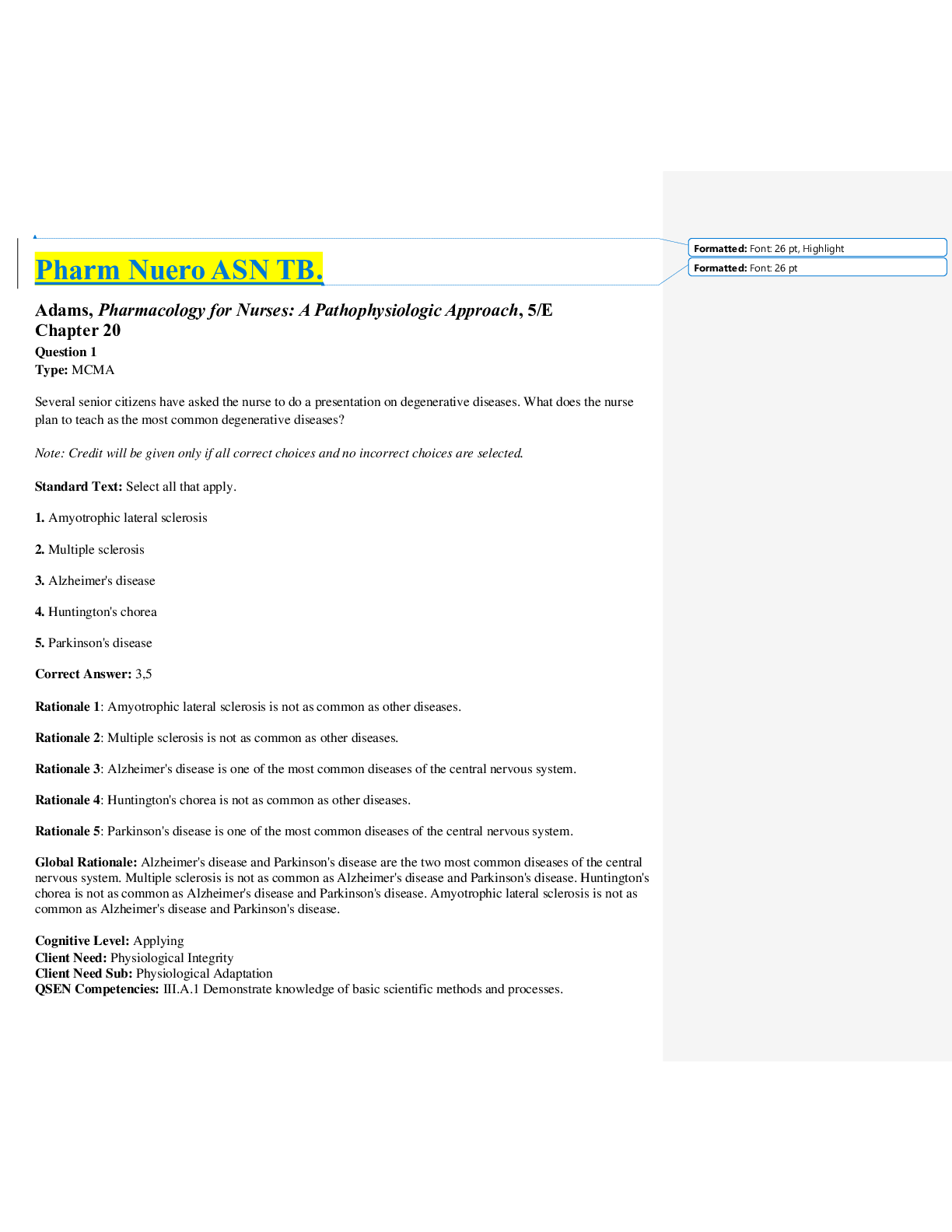 Preview image of Pathophysiologic Approach (PHARM NEURO ASN TB)  2021(A+Graded) document