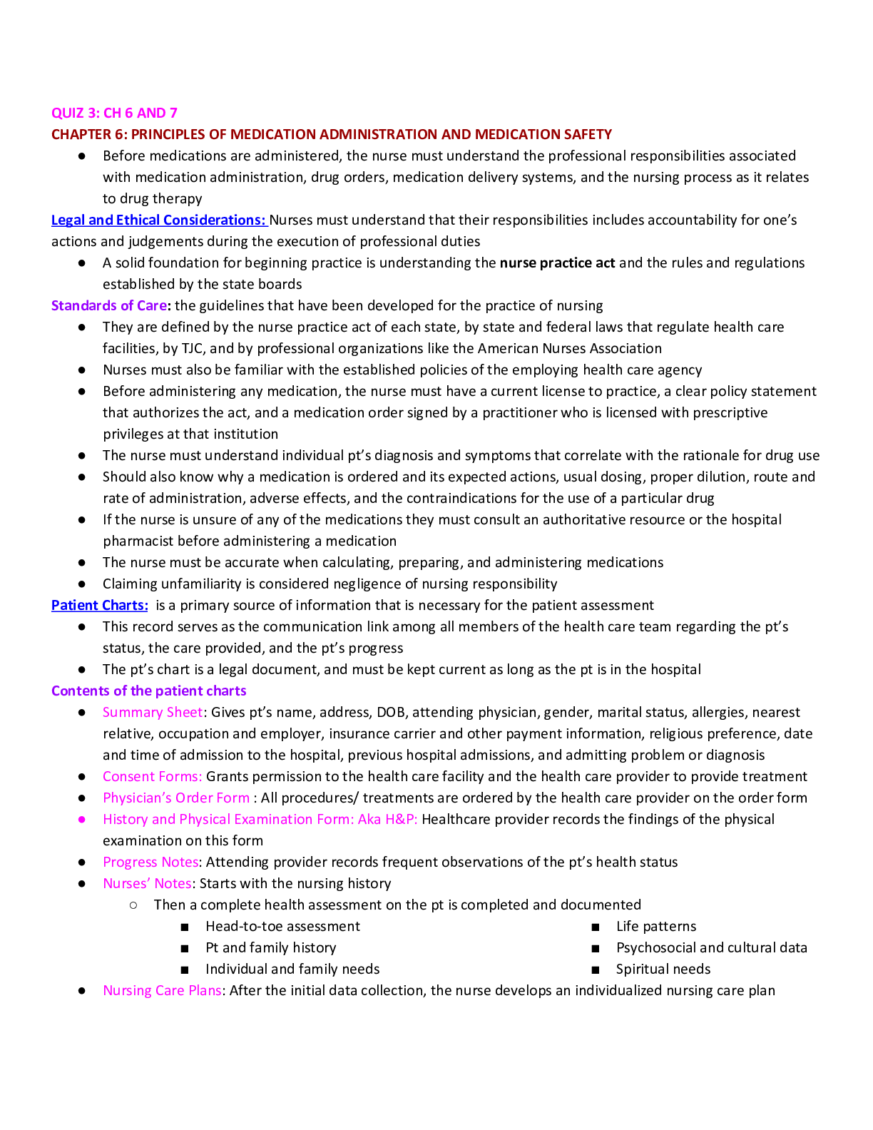 QUIZ 3: CH 6 AND 7 CHAPTER 6: PRINCIPLES OF MEDICATION ADMINISTRATIO ...