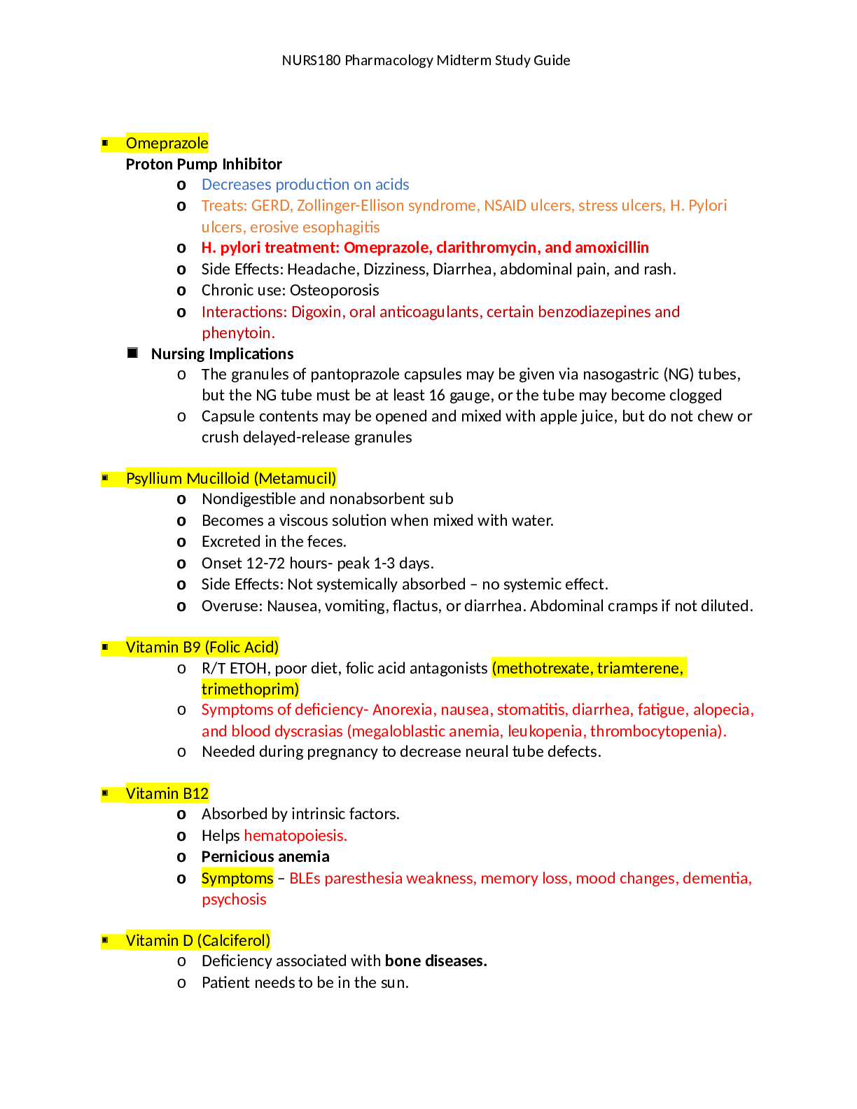 Preview image of Pharm_midterm_study_guide_W5 document